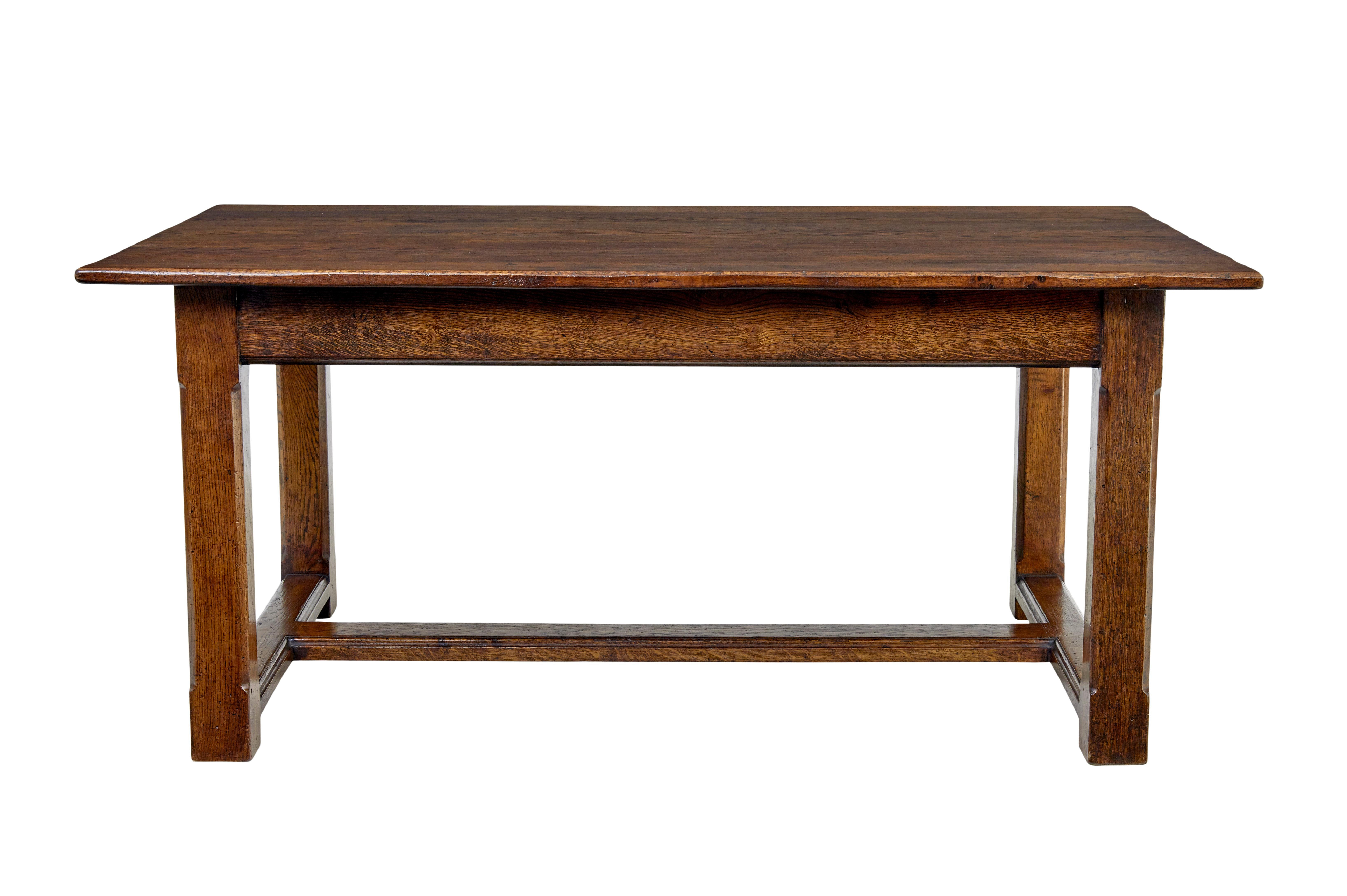 Country Late 20th century solid oak refectory table For Sale