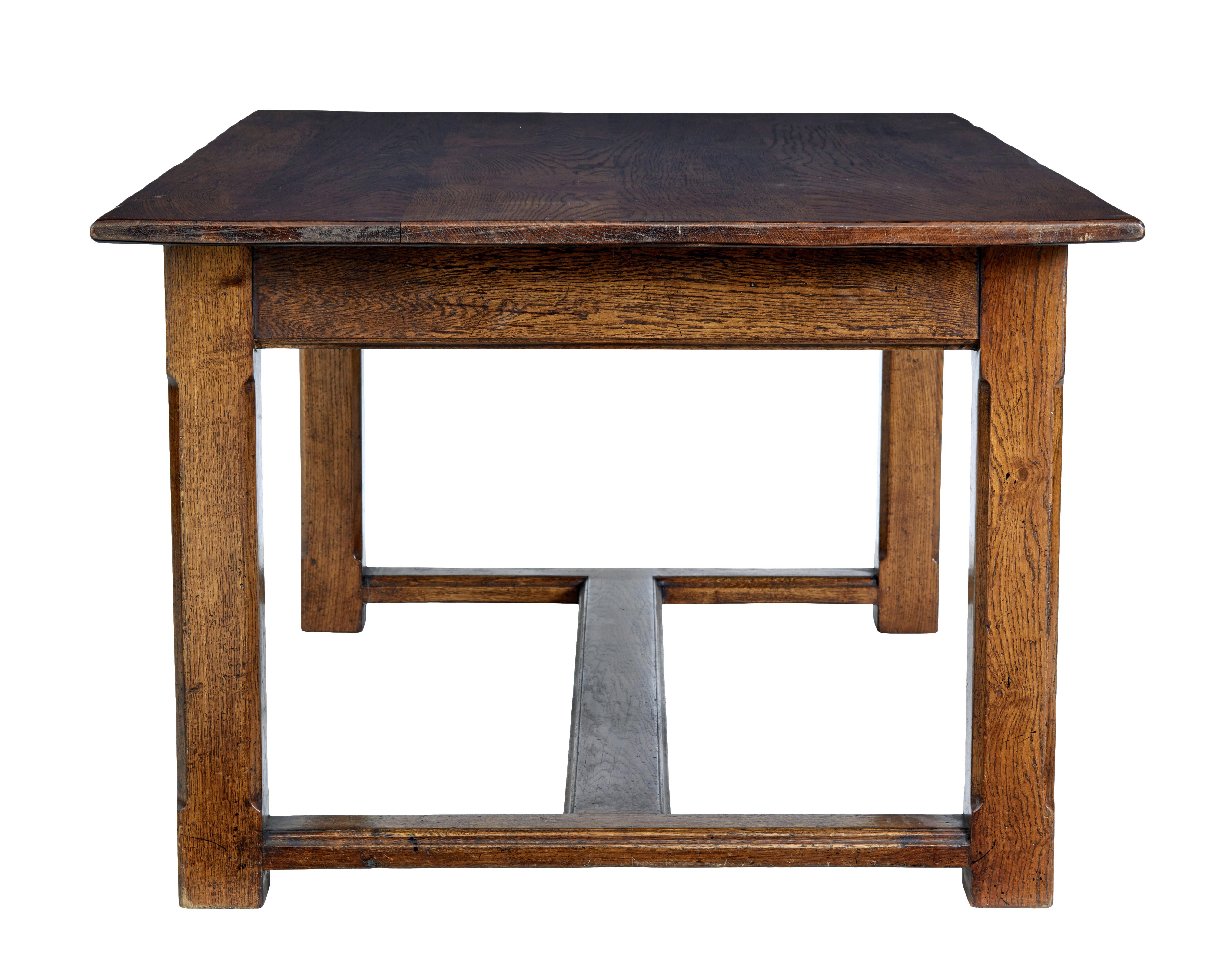 English Late 20th Century Solid Oak Refectory Table