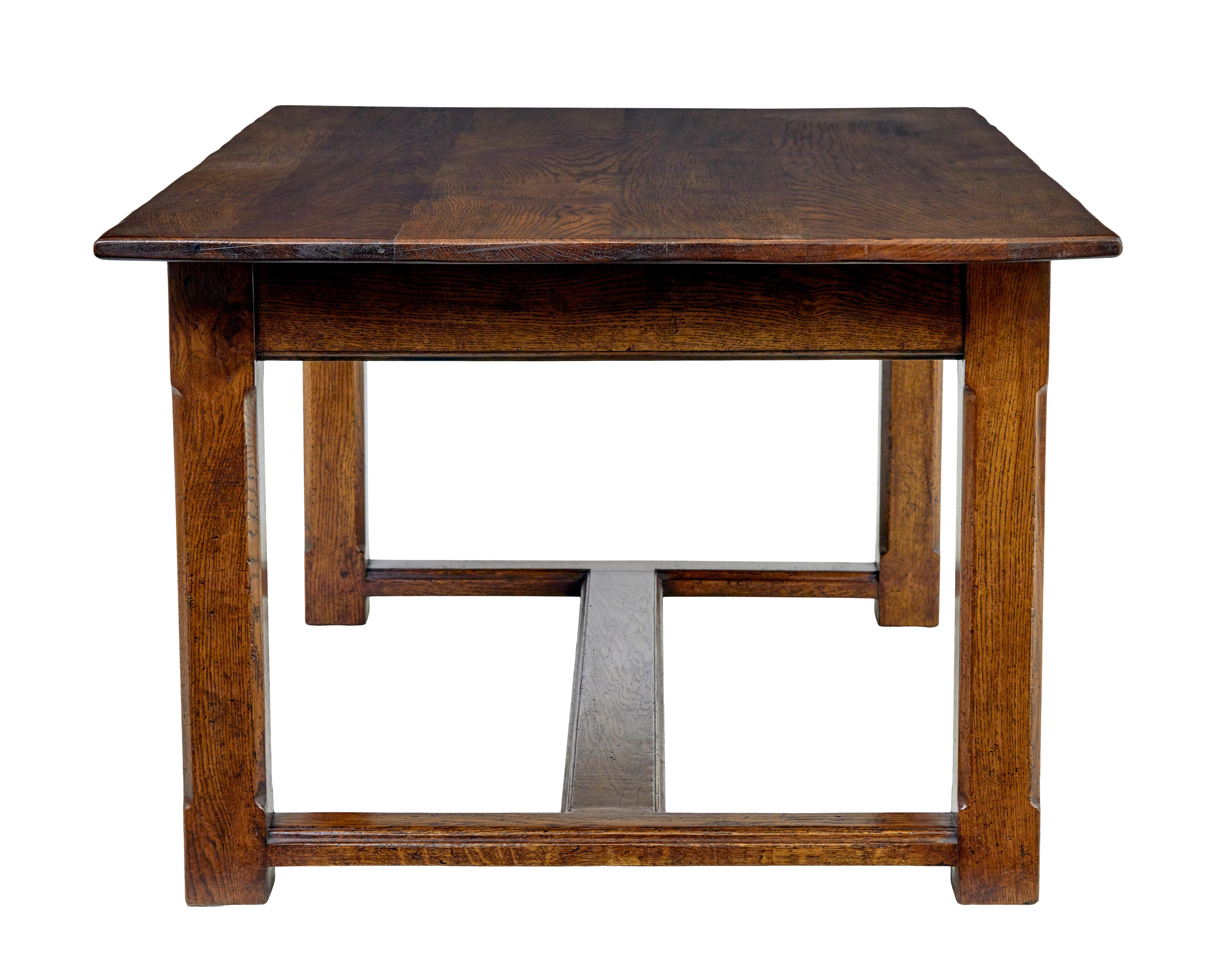 English Late 20th century solid oak refectory table For Sale