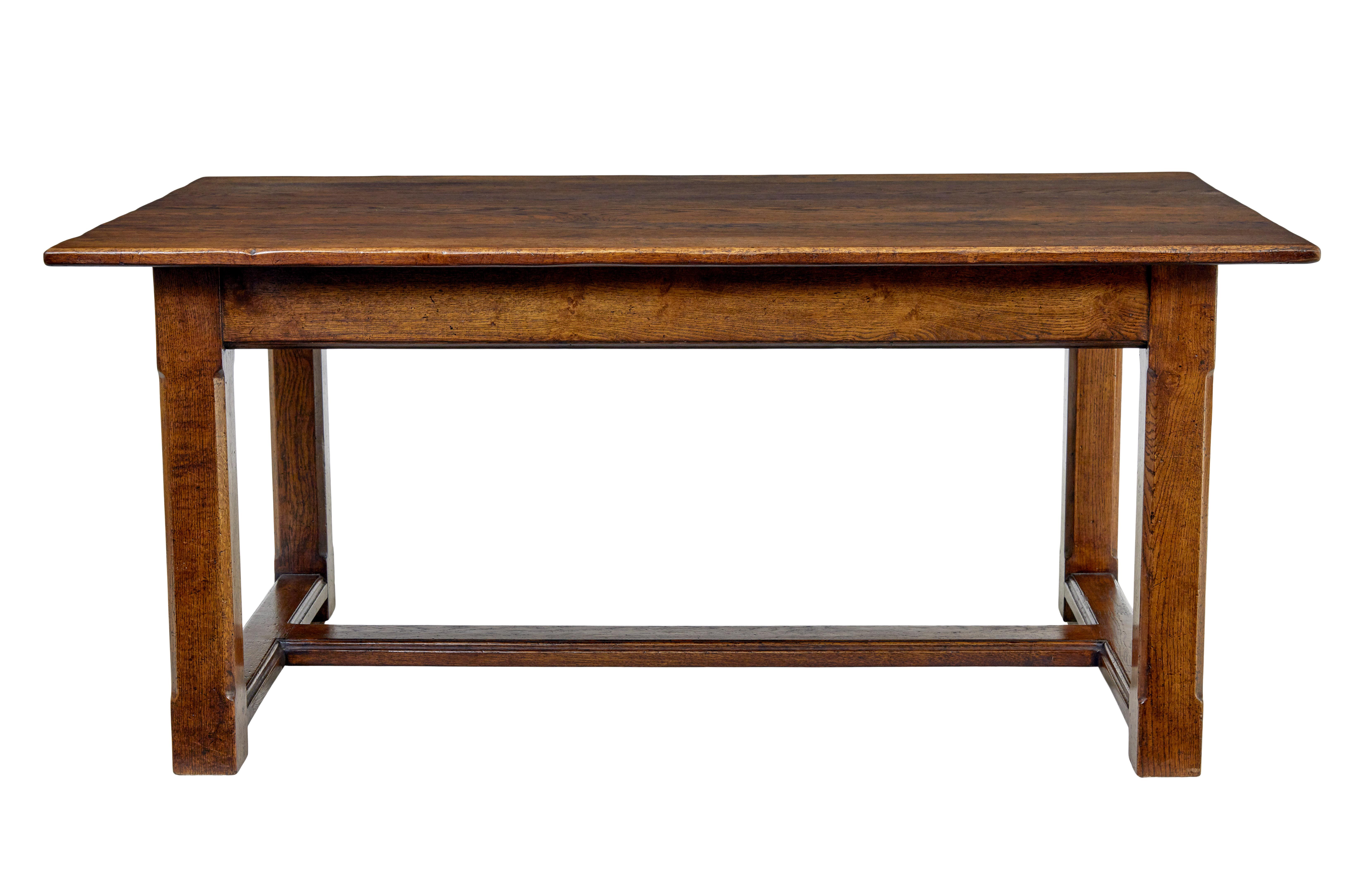 Hand-Carved Late 20th century solid oak refectory table For Sale