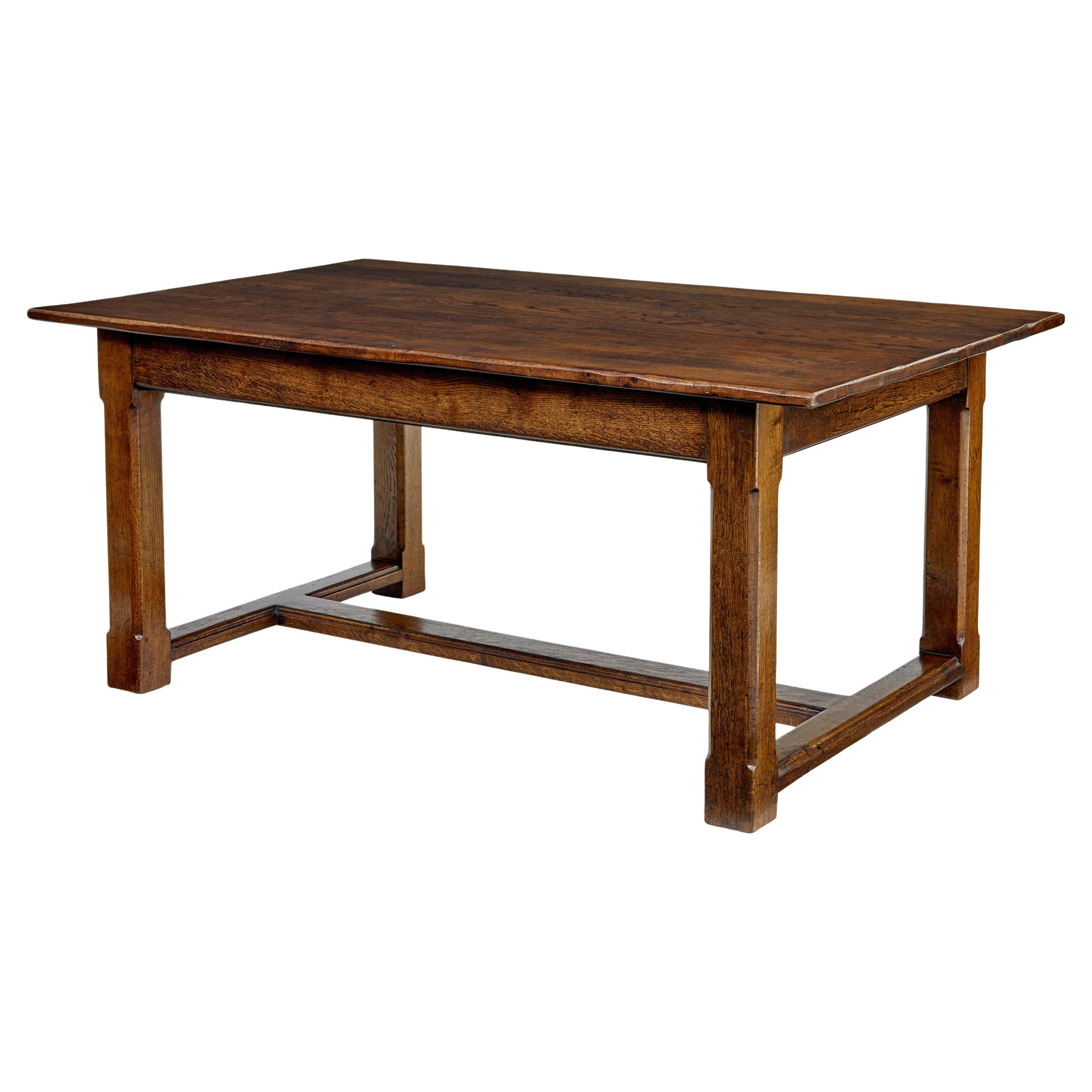 Late 20th century solid oak refectory table For Sale