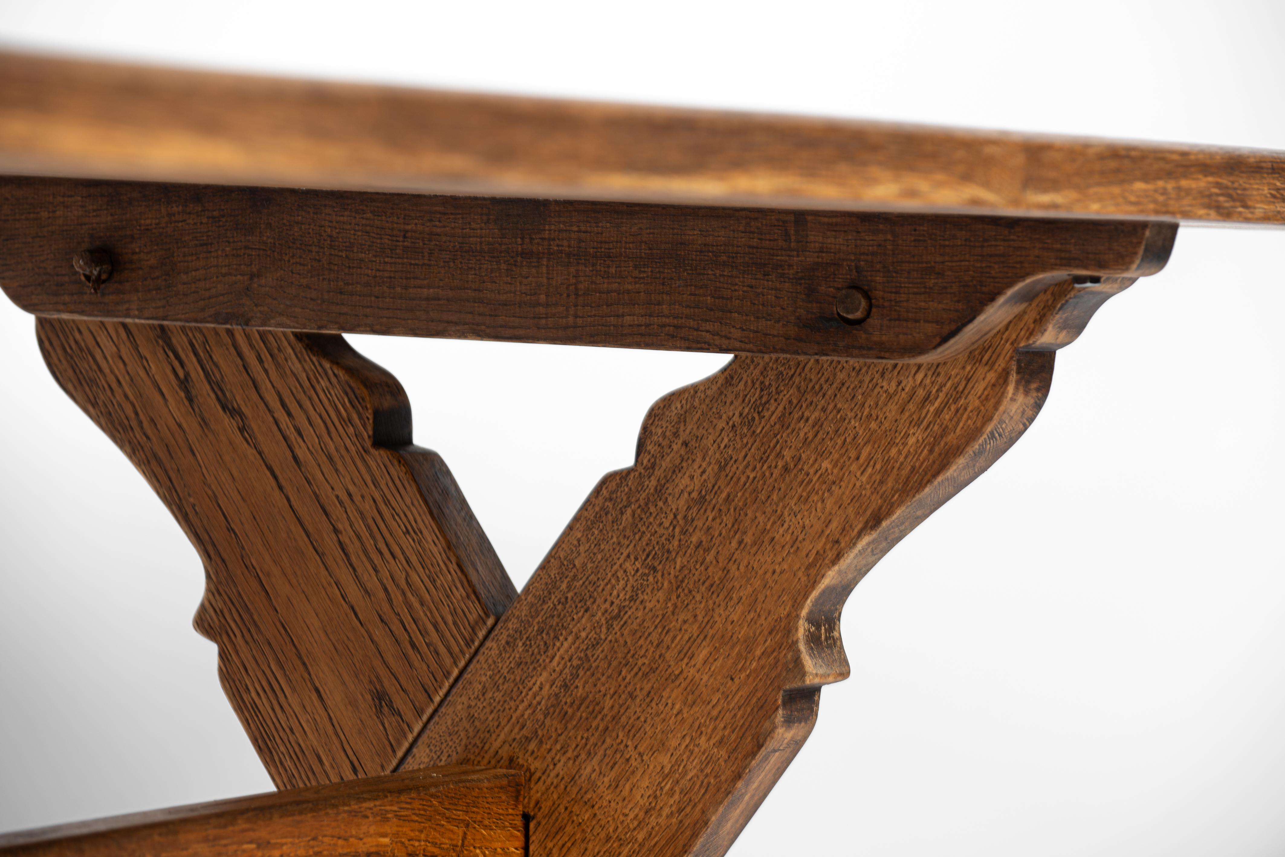 Fin du 20e siècle Couleur miel chaud solide  Table de salle à manger hollandaise à pieds croisés en vente 10