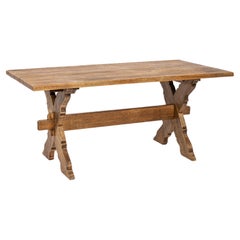Late 20th century Solid warm honey color  Oak Dutch Cross-Legged Dining Table