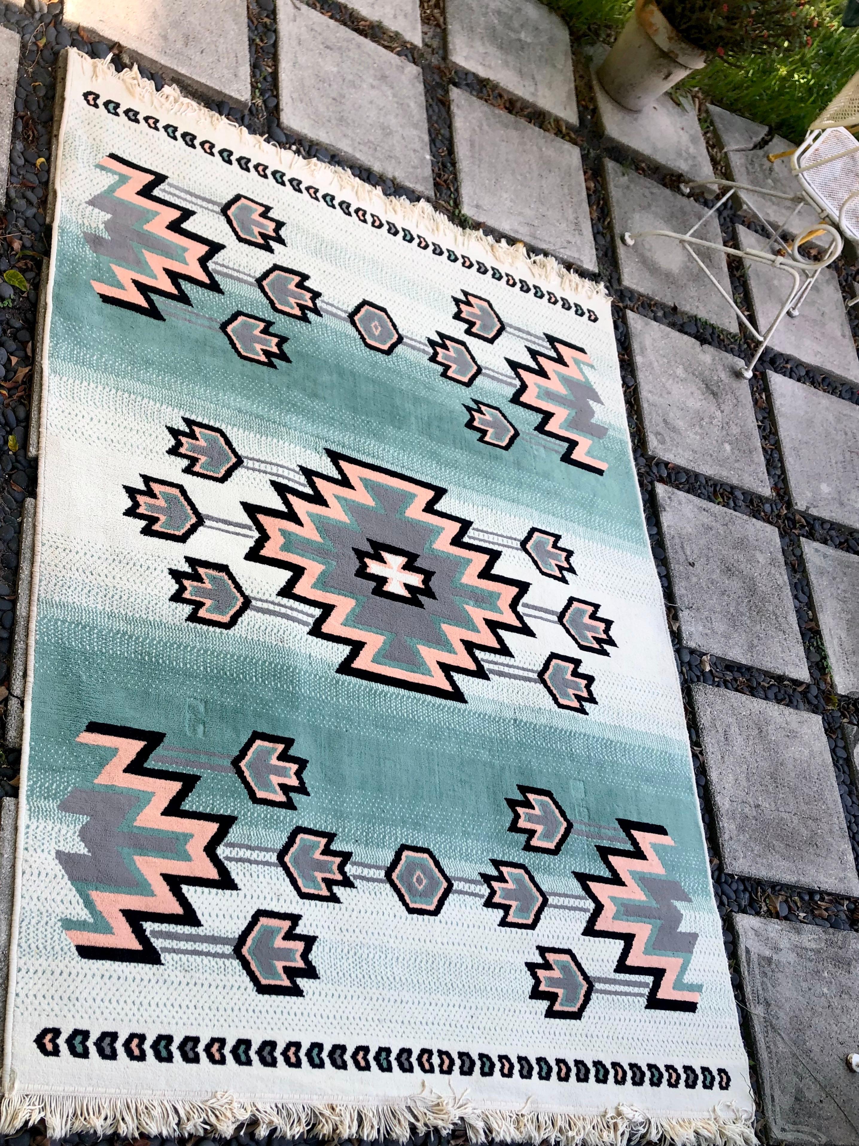 Belgian Late 20th Century Southwest Inspired Area Rug For Sale