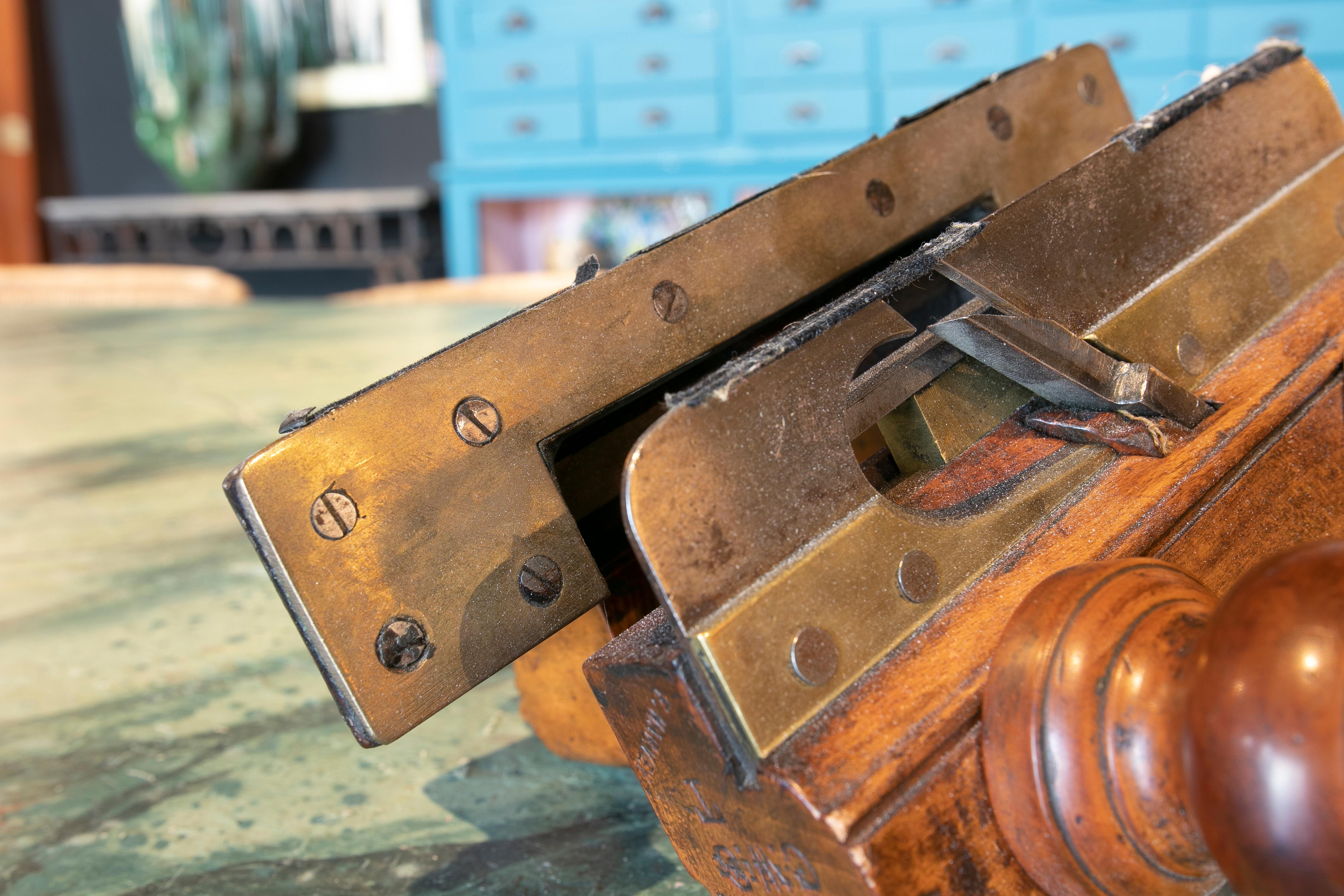Late 20th Century Spanish Walnut Carpenter's Tool w/ Bronze Fittings & Decor For Sale 10
