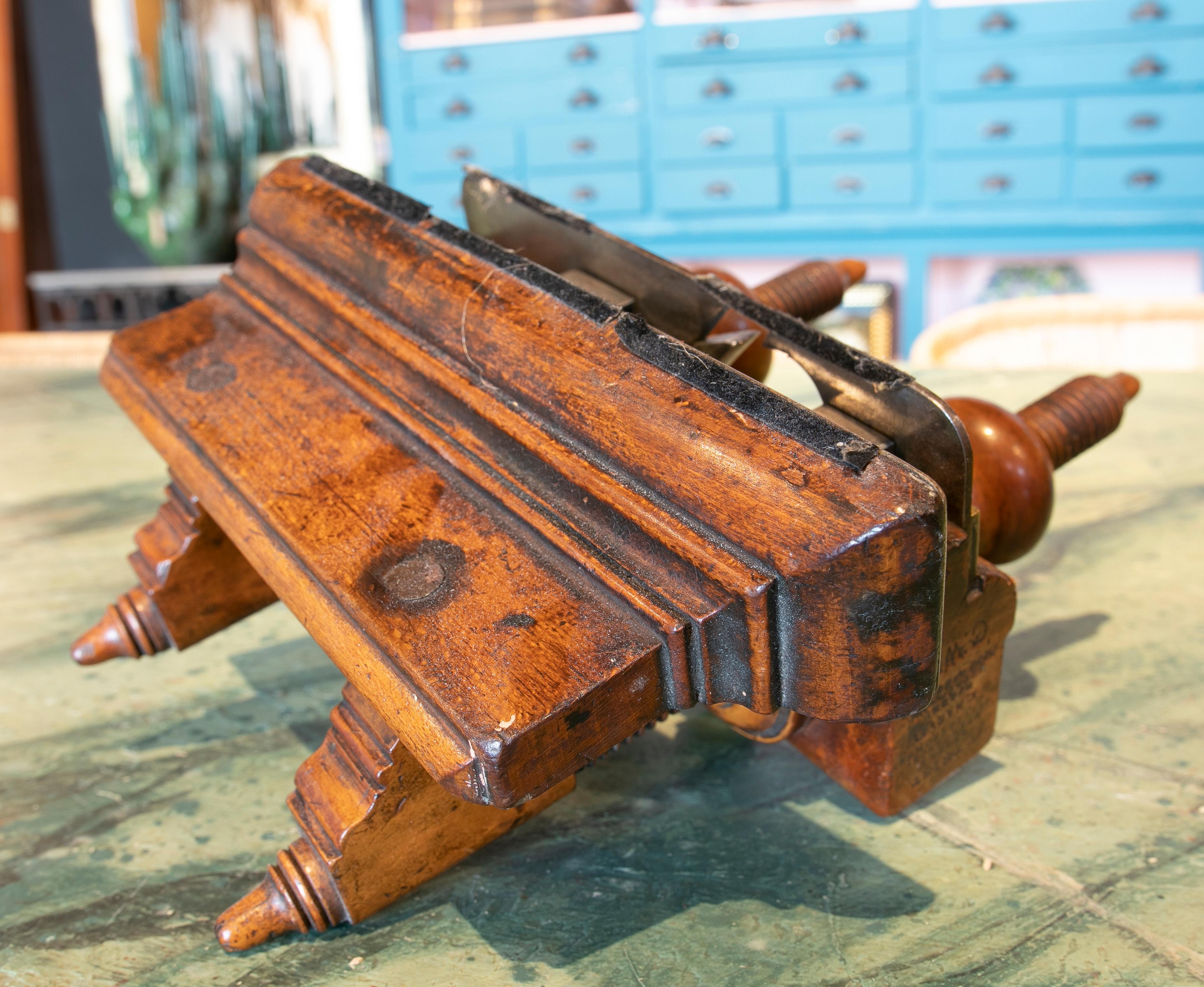 Late 20th Century Spanish Walnut Carpenter's Tool w/ Bronze Fittings & Decor For Sale 11
