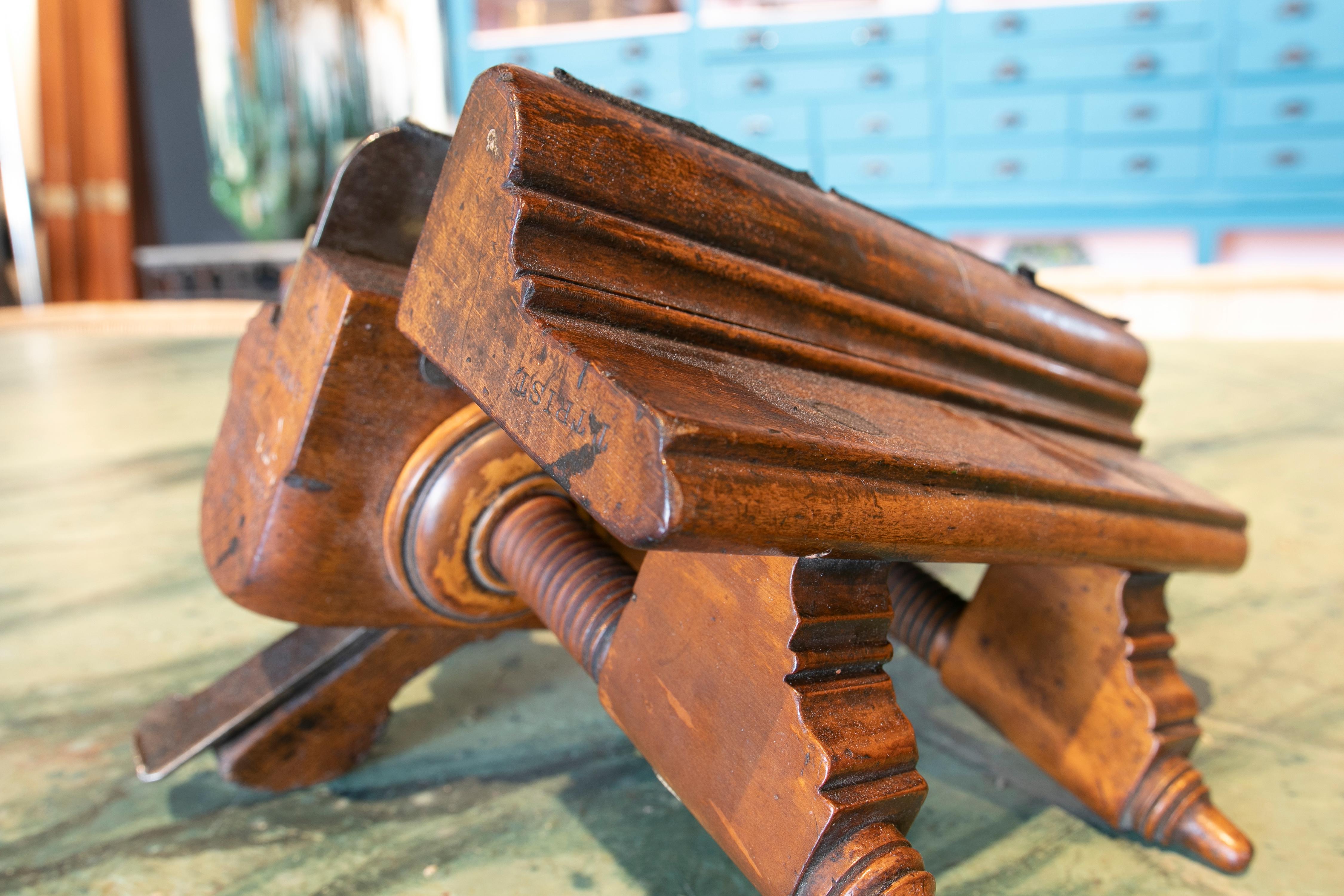 Late 20th Century Spanish Walnut Carpenter's Tool w/ Bronze Fittings & Decor For Sale 12