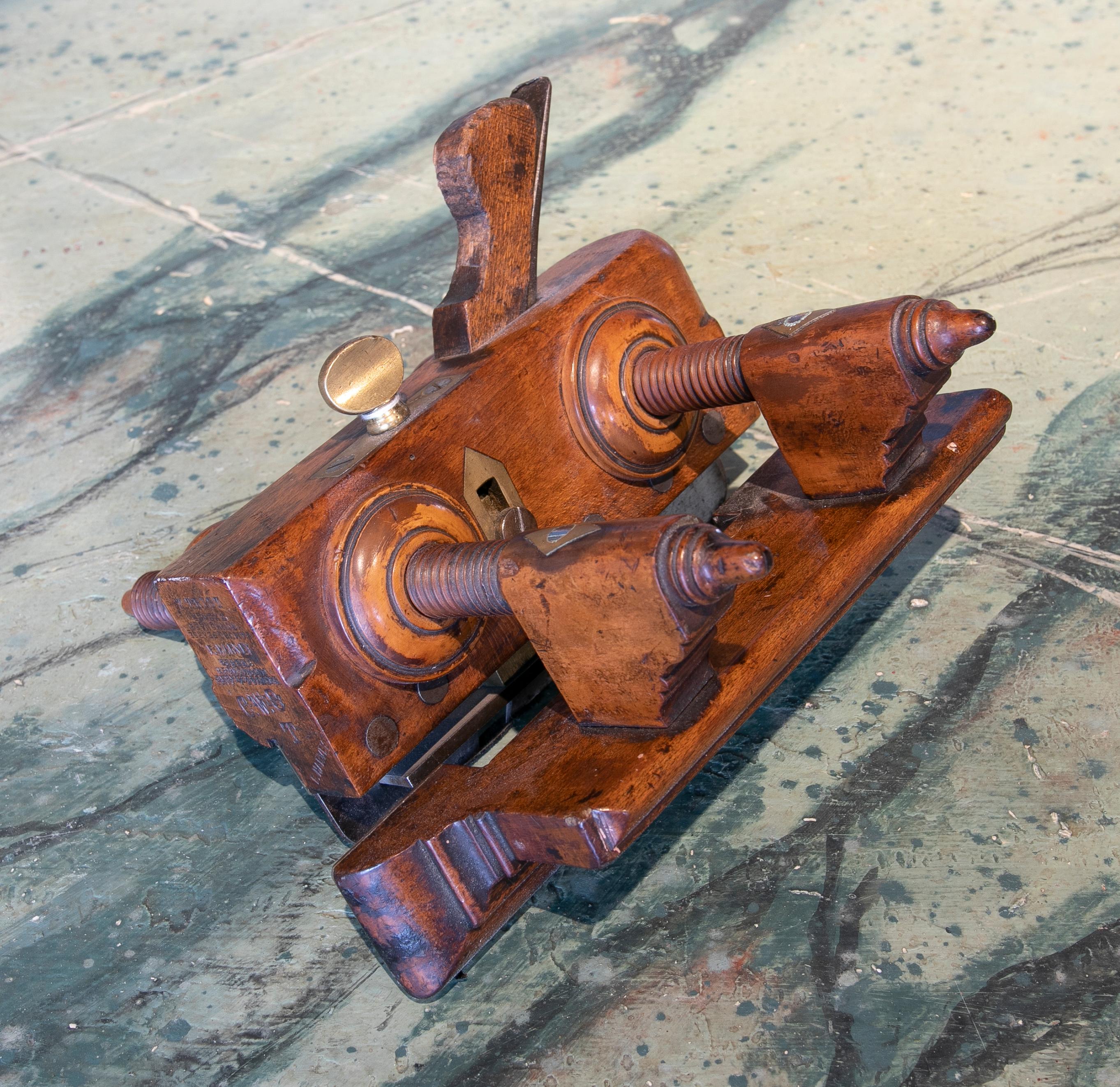 Late 20th Century Spanish Walnut Carpenter's Tool w/ Bronze Fittings & Decor For Sale 1