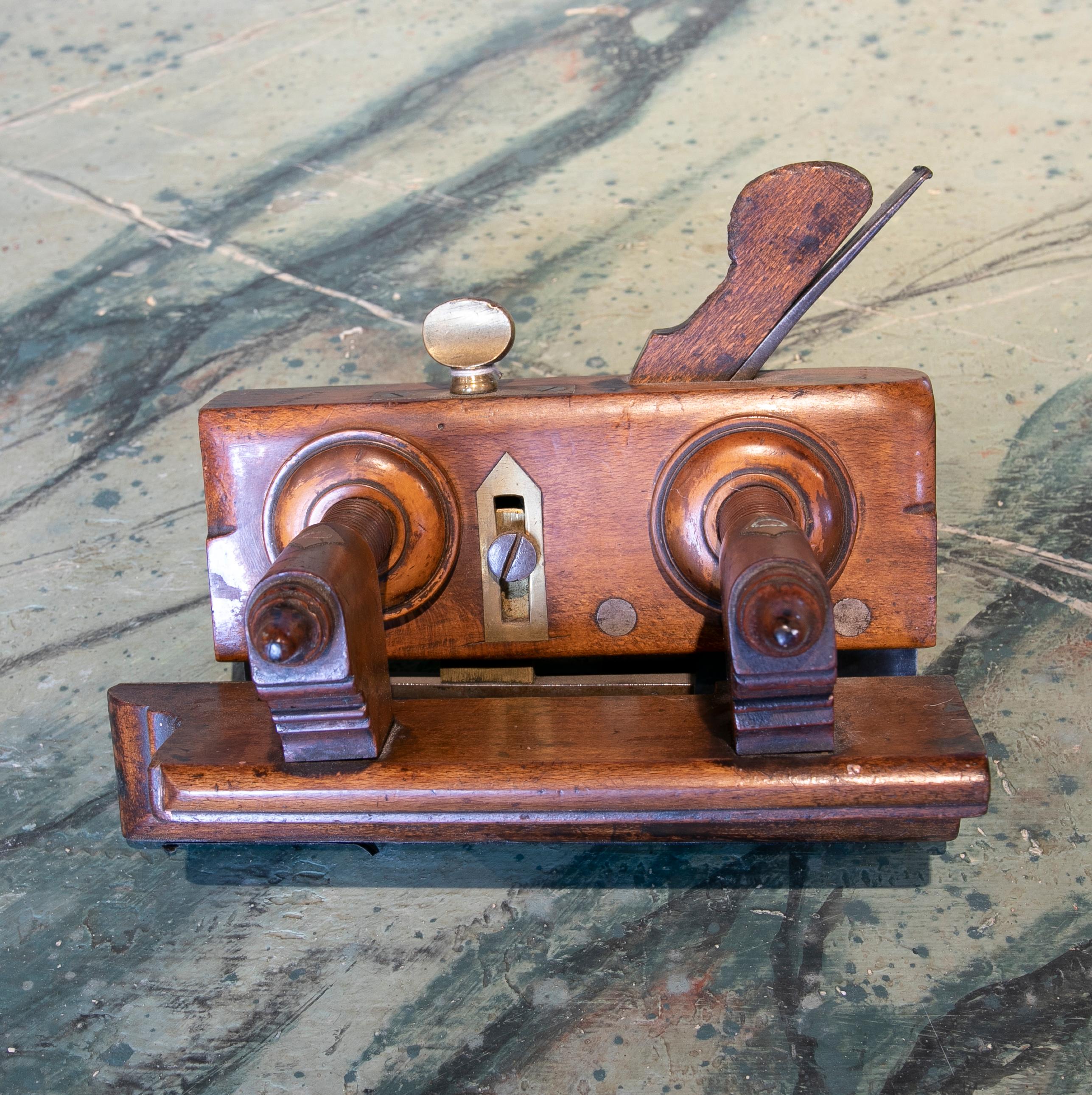 Late 20th Century Spanish Walnut Carpenter's Tool w/ Bronze Fittings & Decor For Sale 2