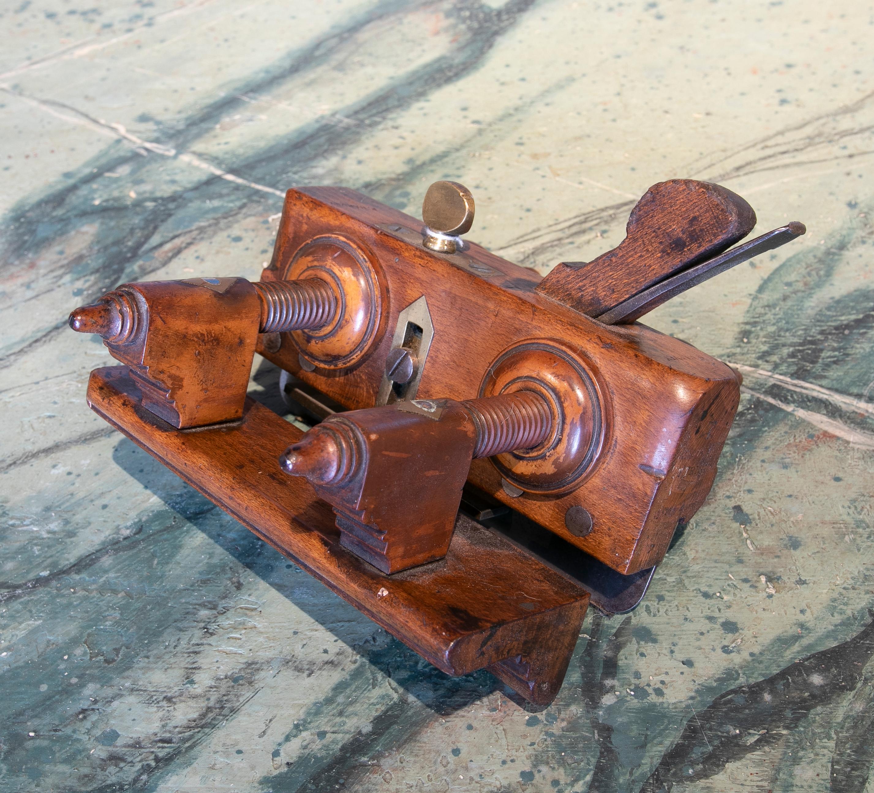 Late 20th Century Spanish Walnut Carpenter's Tool w/ Bronze Fittings & Decor For Sale 3