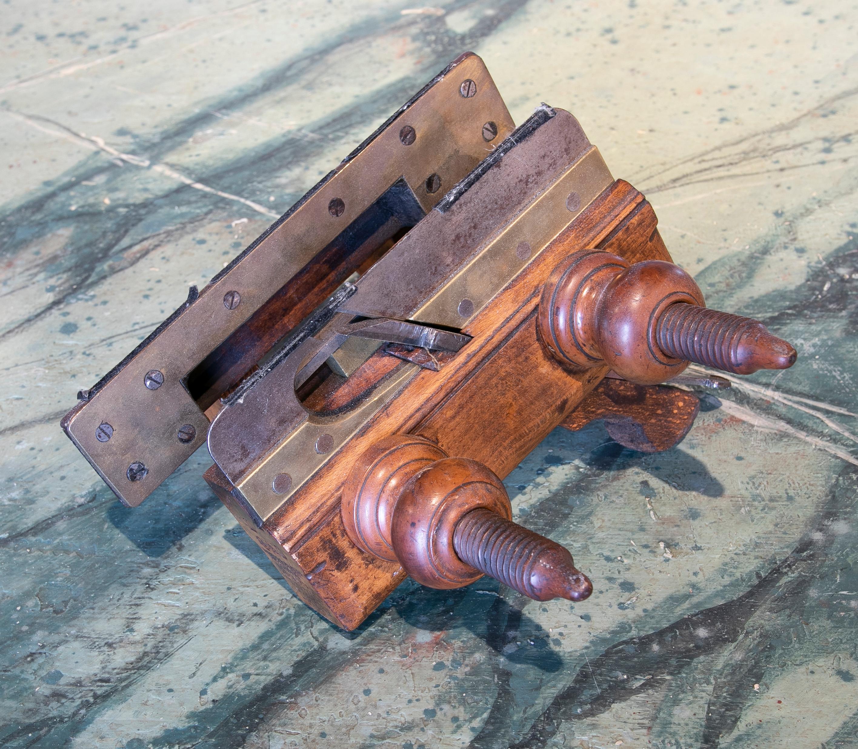 Late 20th Century Spanish Walnut Carpenter's Tool w/ Bronze Fittings & Decor For Sale 4