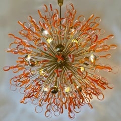 Late 20th Century Sputnik Chandelier in Jacketed Orange & White Glass by Vistosi