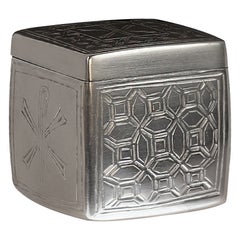 Late 20th Century Square Pewter Lidded Box with Christian motif