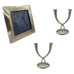 Late 20th Century Sterling Silver Candle and Picture Frame Set by Villa