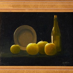 Late 20th Century Still Life Oil Paintings of Apples and Vegetables, A Pair