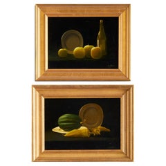 Late 20th Century Still Life Oil Paintings of Apples and Vegetables, A Pair