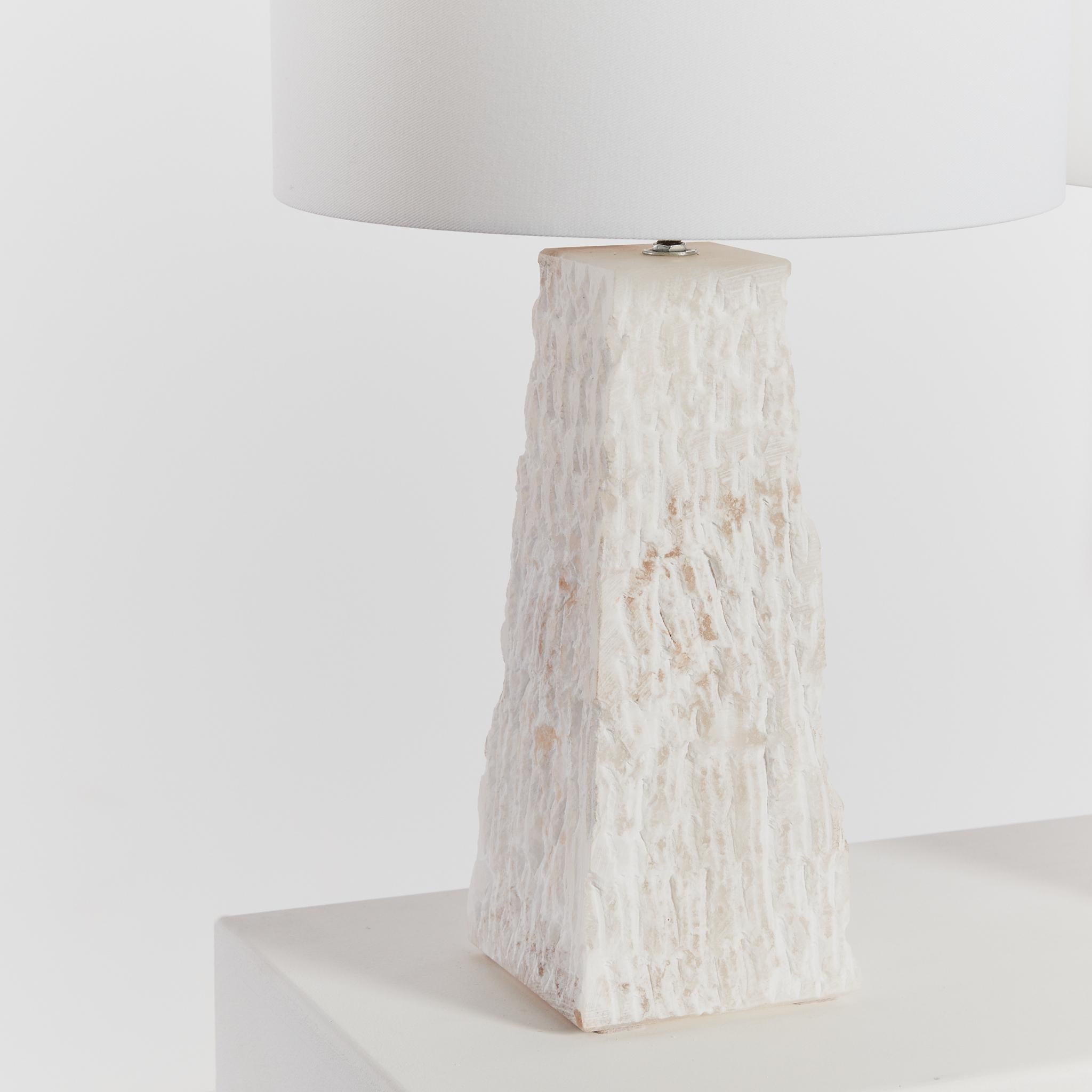 Late 20th Century stippled alabaster stone table lamps 1