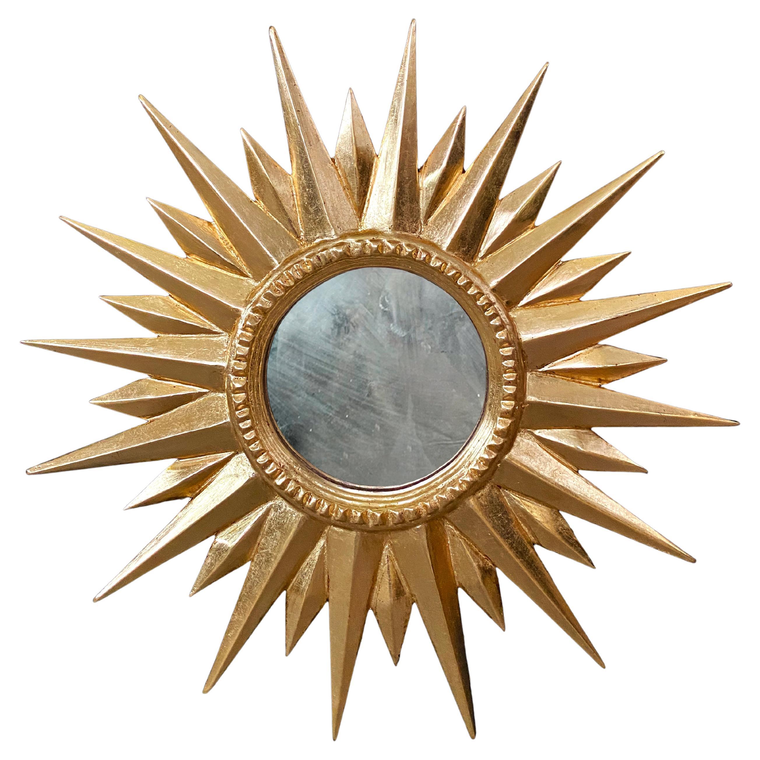 Spätes 20. Jahrhundert Sunburst Goldener Spiegel Art Decó Stil im Angebot
