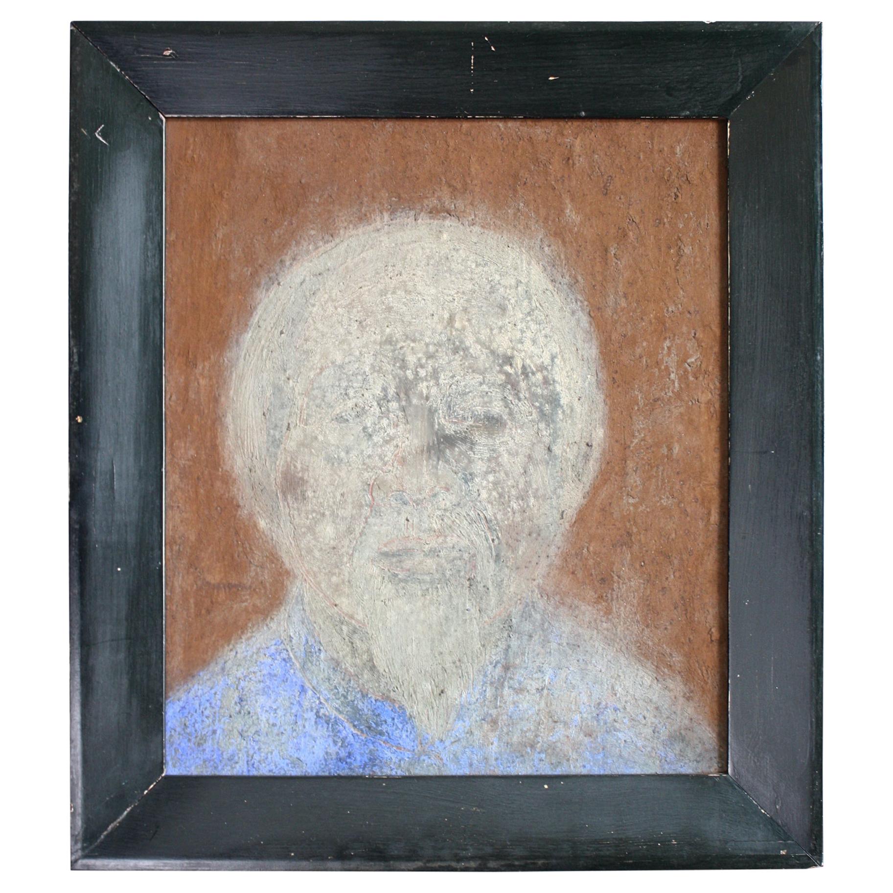 Late 20th Century Susan Jayne Hocking Pigment Painting Portrait, 1997 For Sale