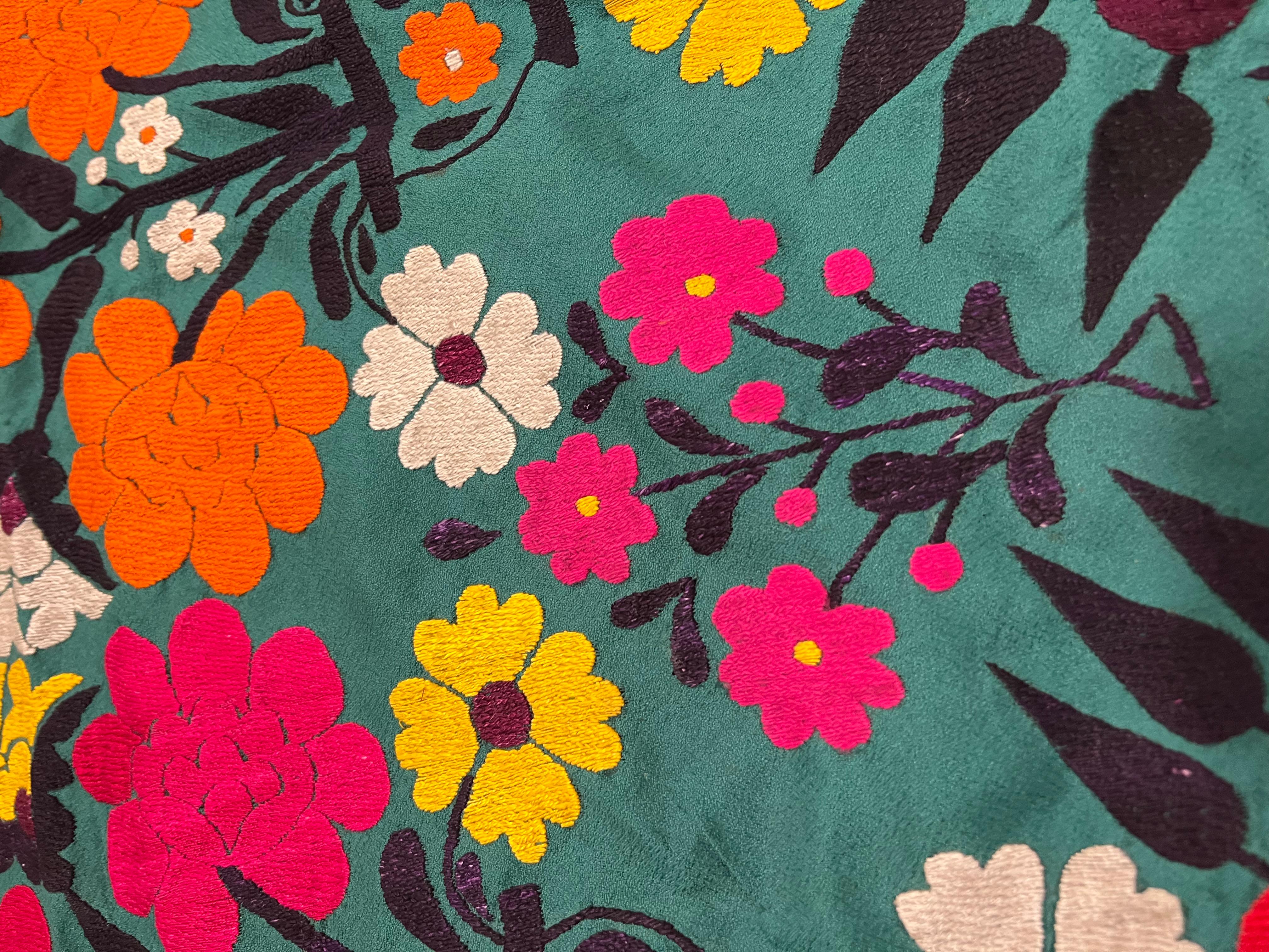 Late 20th Century Suzani Style Textile, Colorful and Floral Print For Sale 4