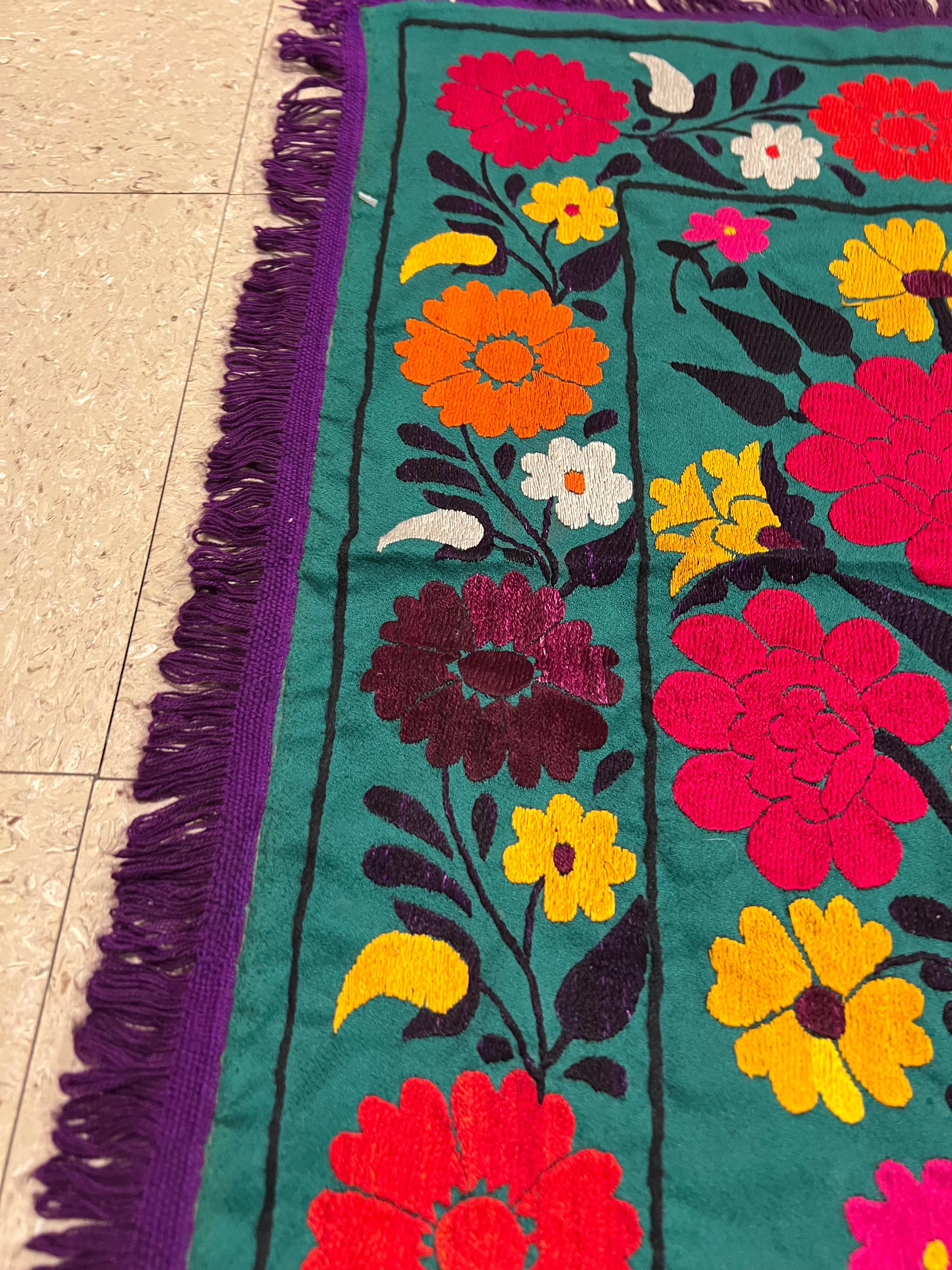 Late 20th Century Suzani Style Textile, Colorful and Floral Print For Sale 6