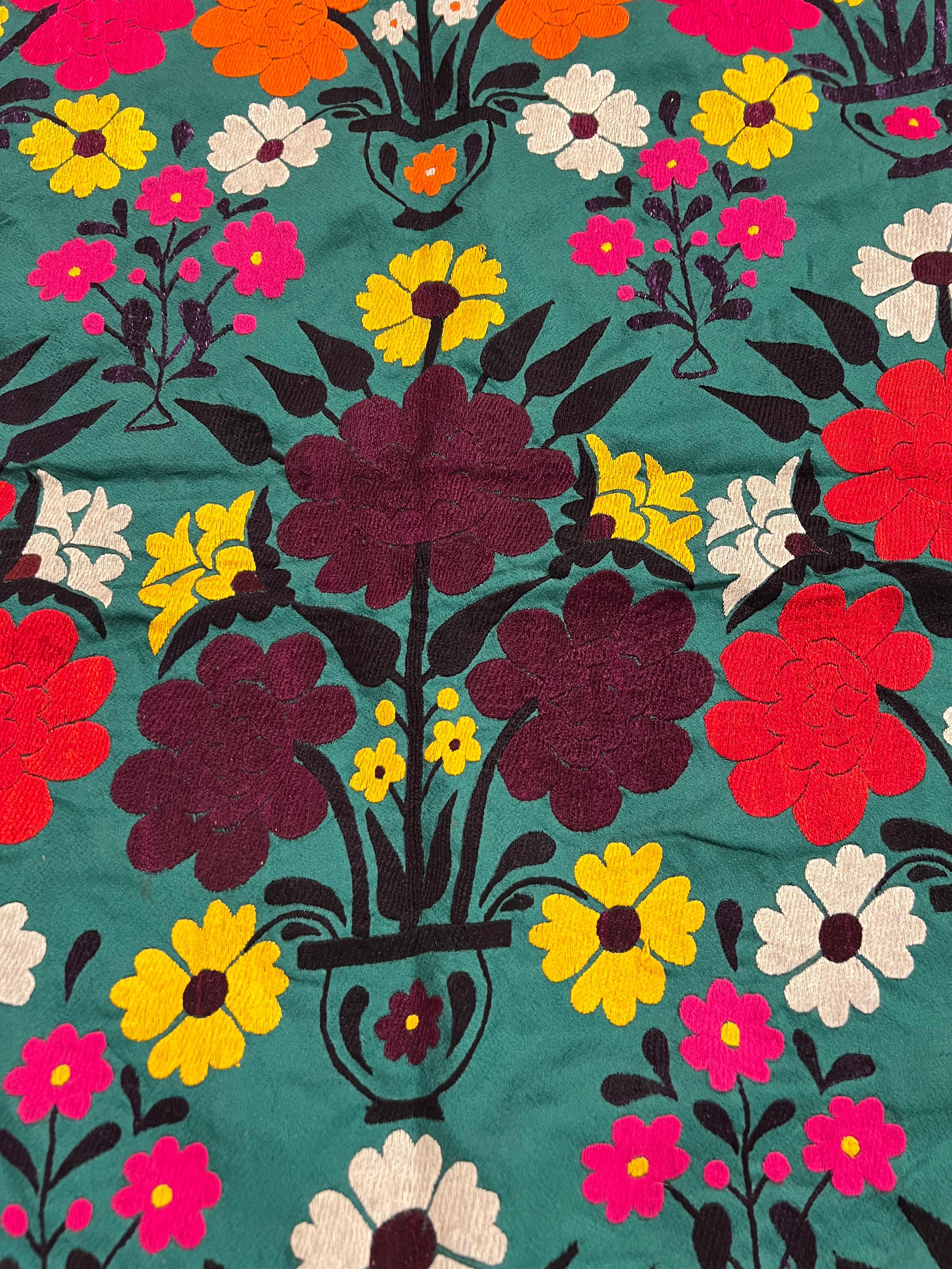 Late 20th Century Suzani Style Textile, Colorful and Floral Print For Sale 7