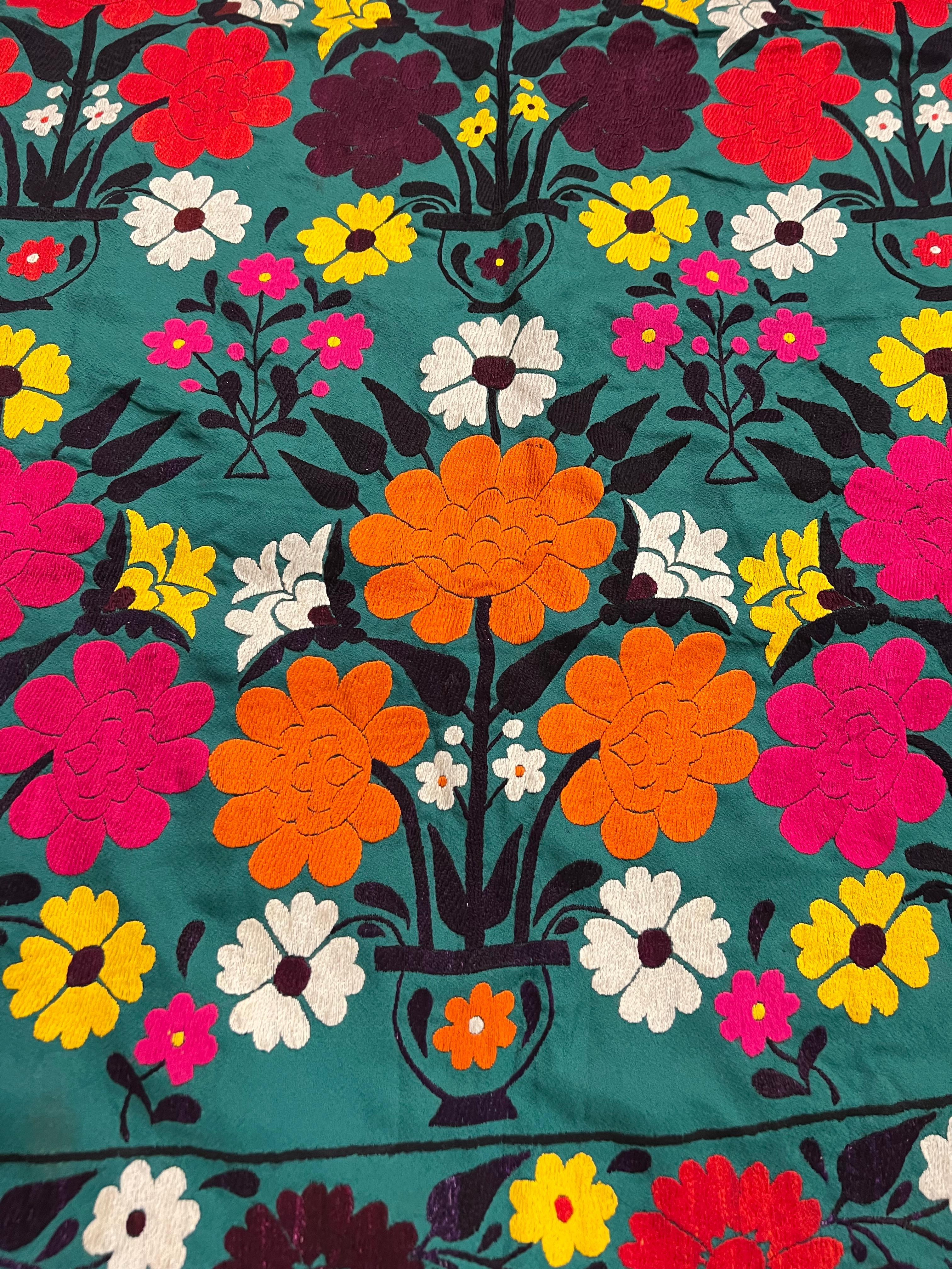 Late 20th Century Suzani Style Textile, Colorful and Floral Print For Sale 9
