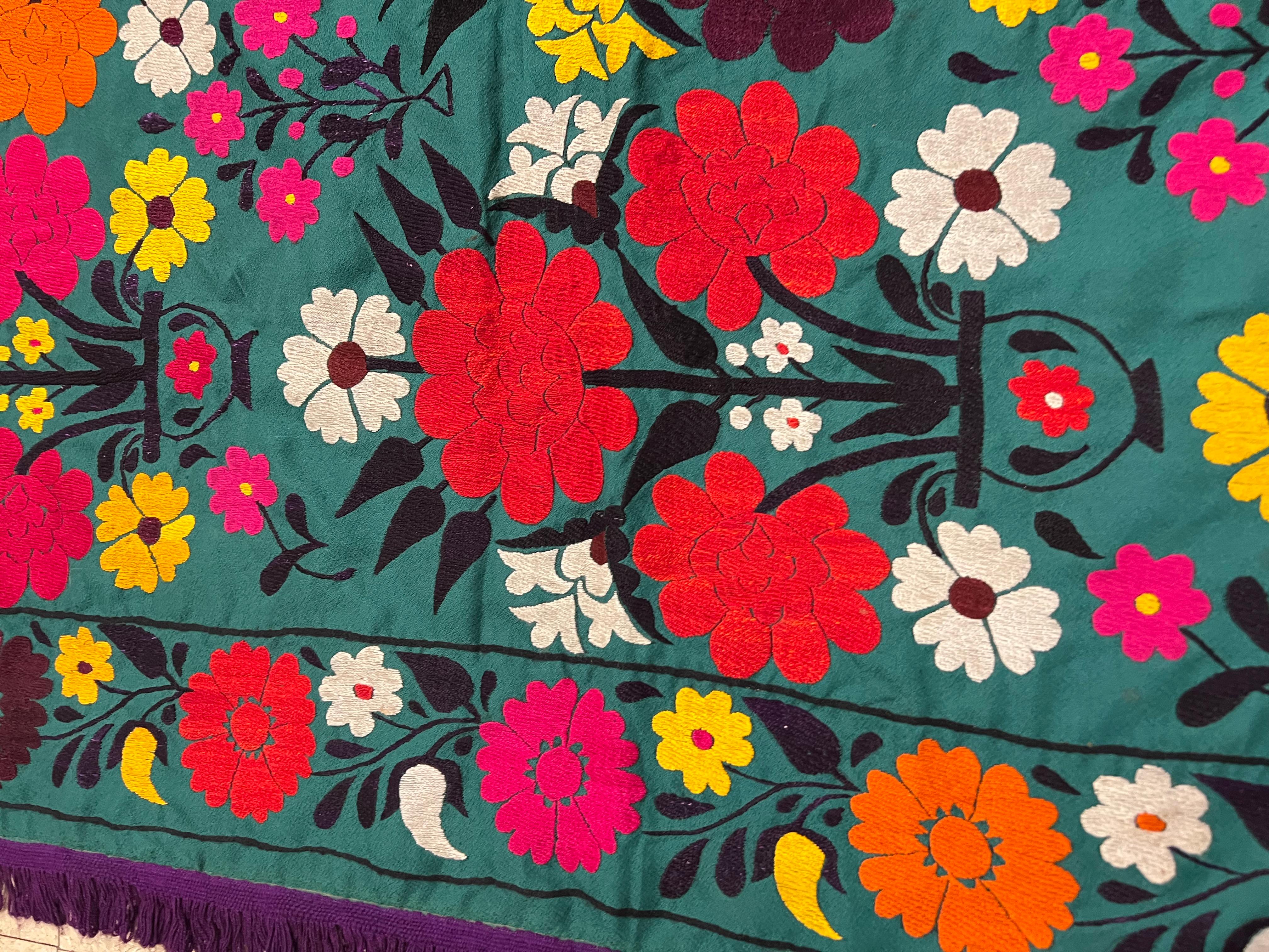 Late 20th Century Suzani Style Textile, Colorful and Floral Print For Sale 11
