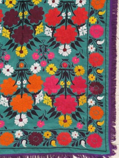 Late 20th Century Suzani Style Textile, Colorful and Floral Print
