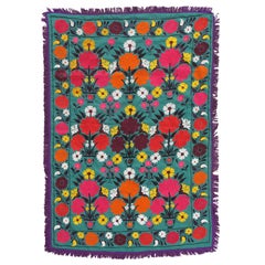 Late 20th Century Suzani Style Textile, Colorful and Floral Print