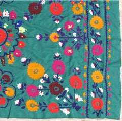Late 20th Century Suzani Style Textile, Floral Earthy Tone, Colorful and Vibrant