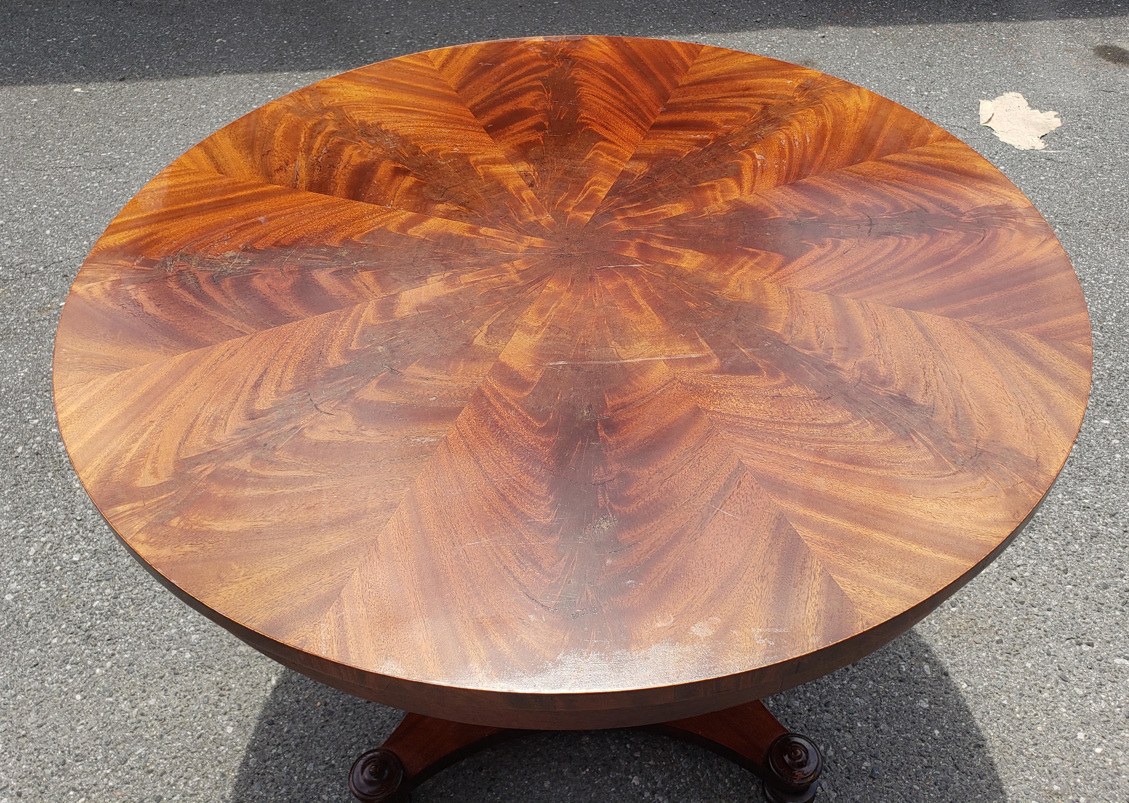 Wood Late 20th Century Swirl Mahogany Breakfast Table or Center Table