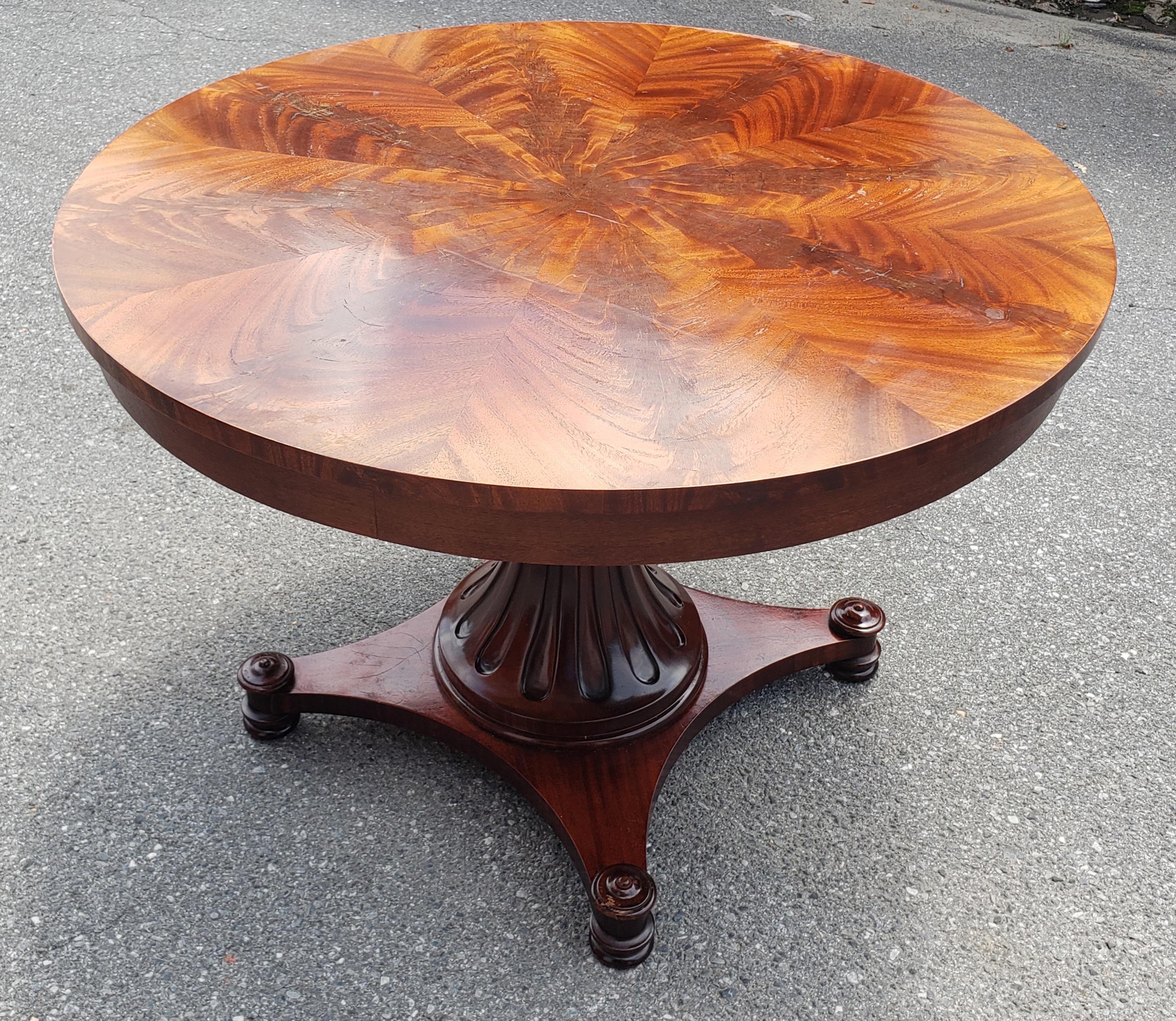 Stained Late 20th Century Swirl Mahogany Breakfast Table or Center Table