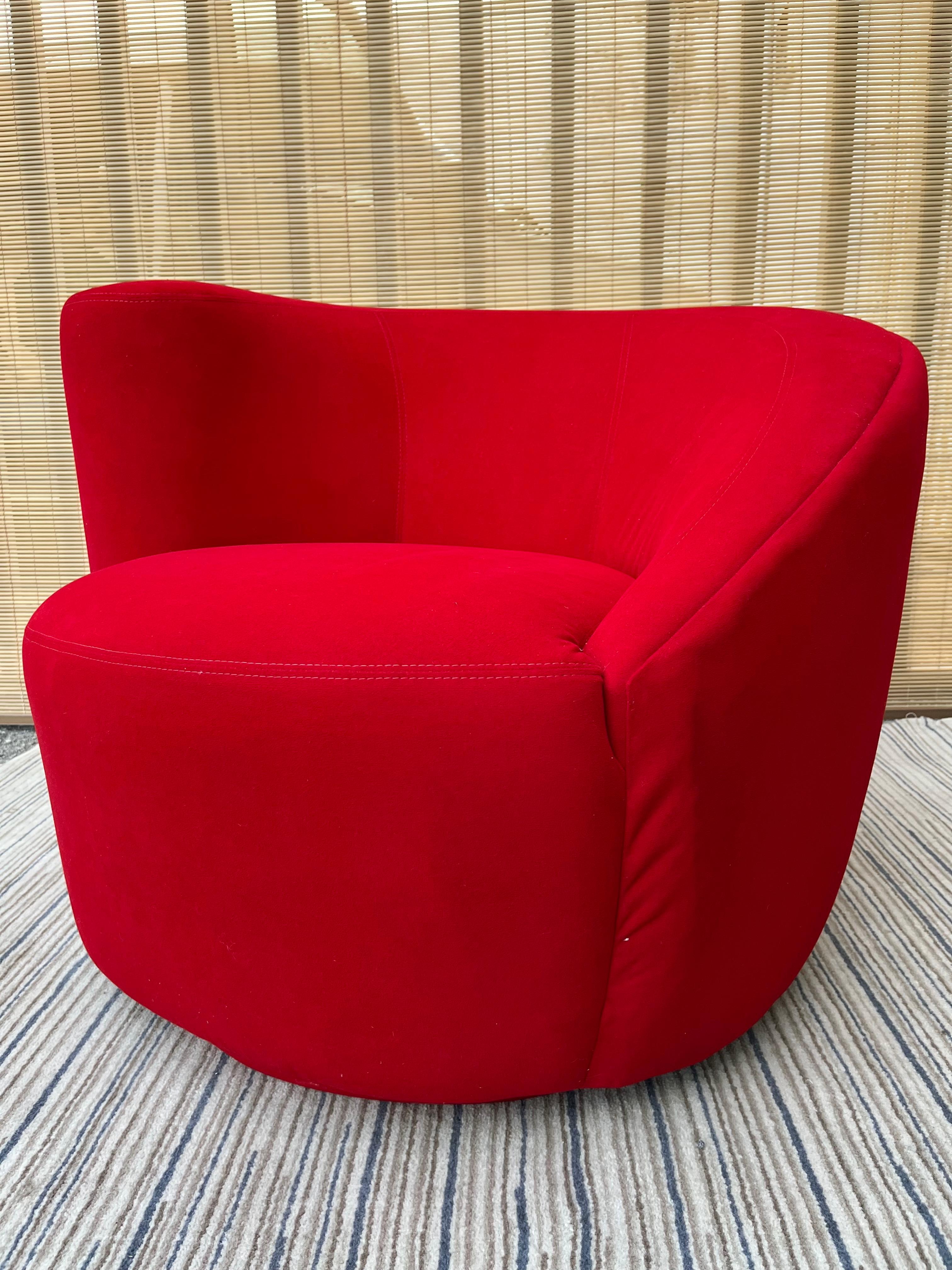 Late 20th Century Upholstered Swivel Chair For Sale 7