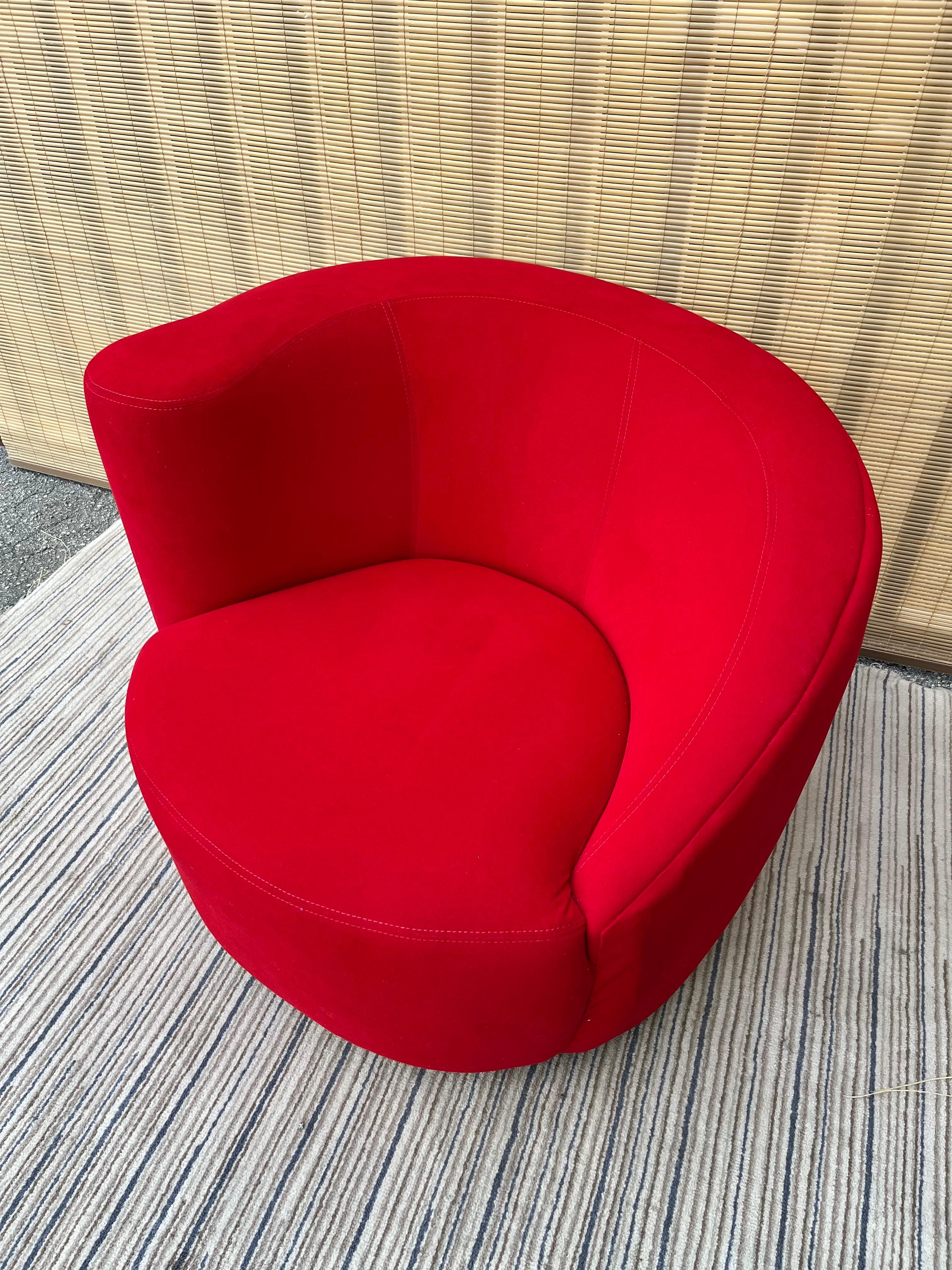Post-Modern Late 20th Century Upholstered Swivel Chair For Sale