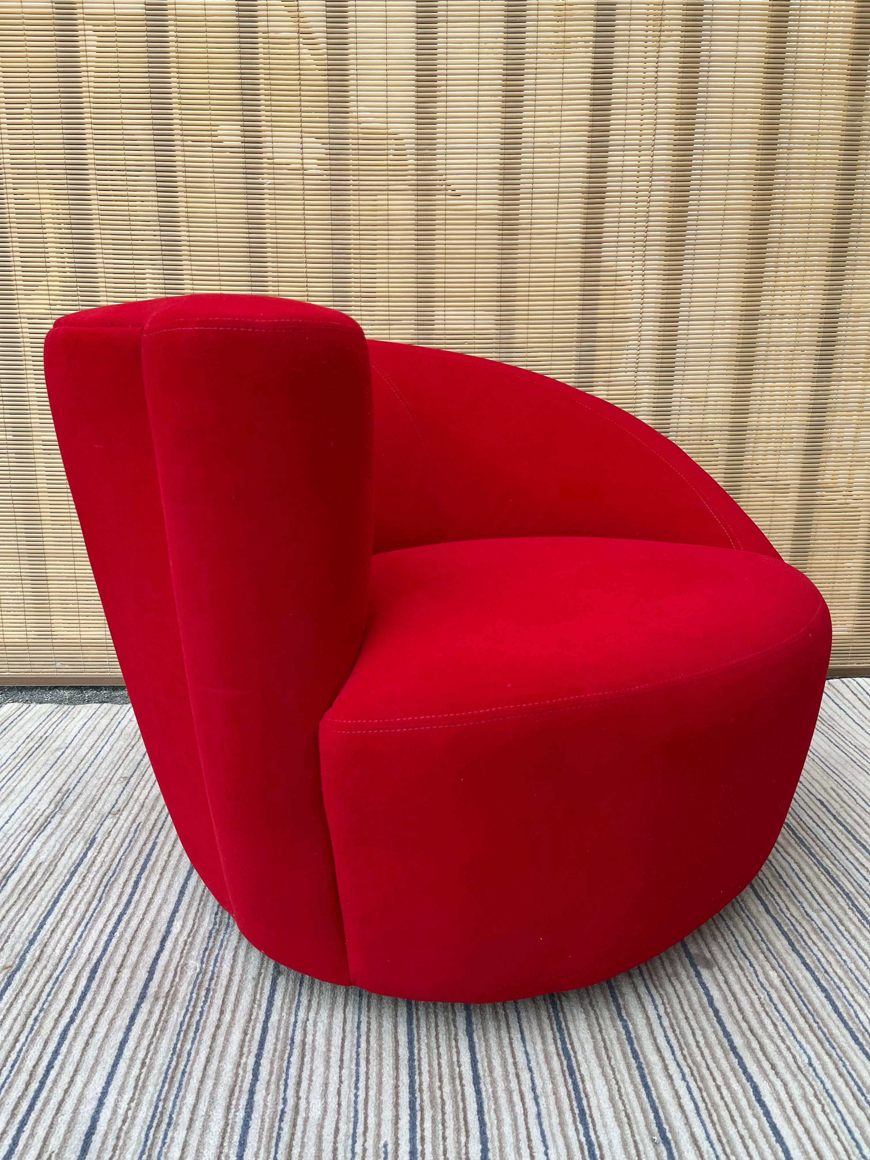 American Late 20th Century Upholstered Swivel Chair For Sale