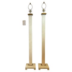 Tessellated Bone and Brass Floor Lamps, a Pair