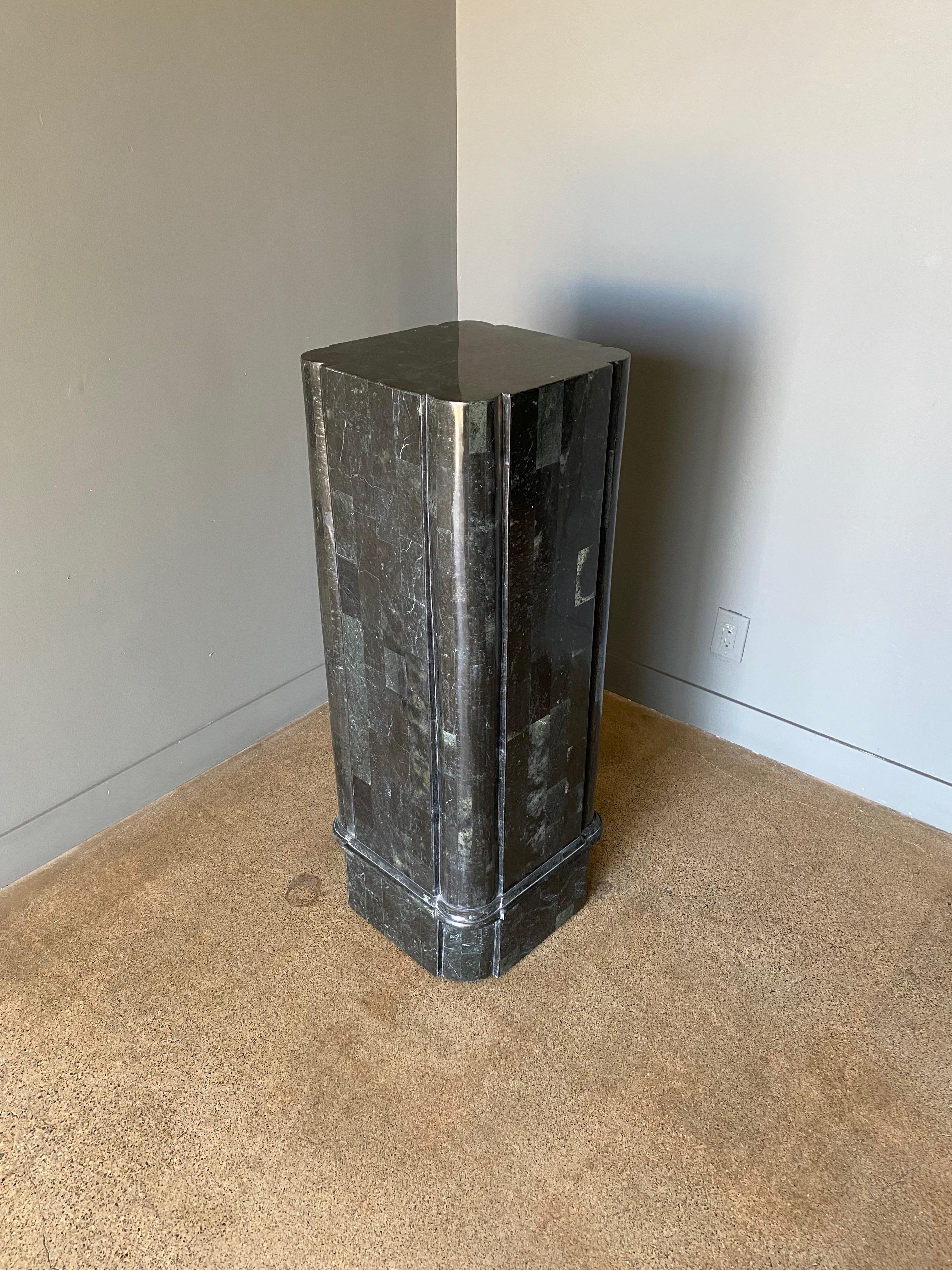 Late 20th Century Tessellated Stone Pedestal In Good Condition In Costa Mesa, CA