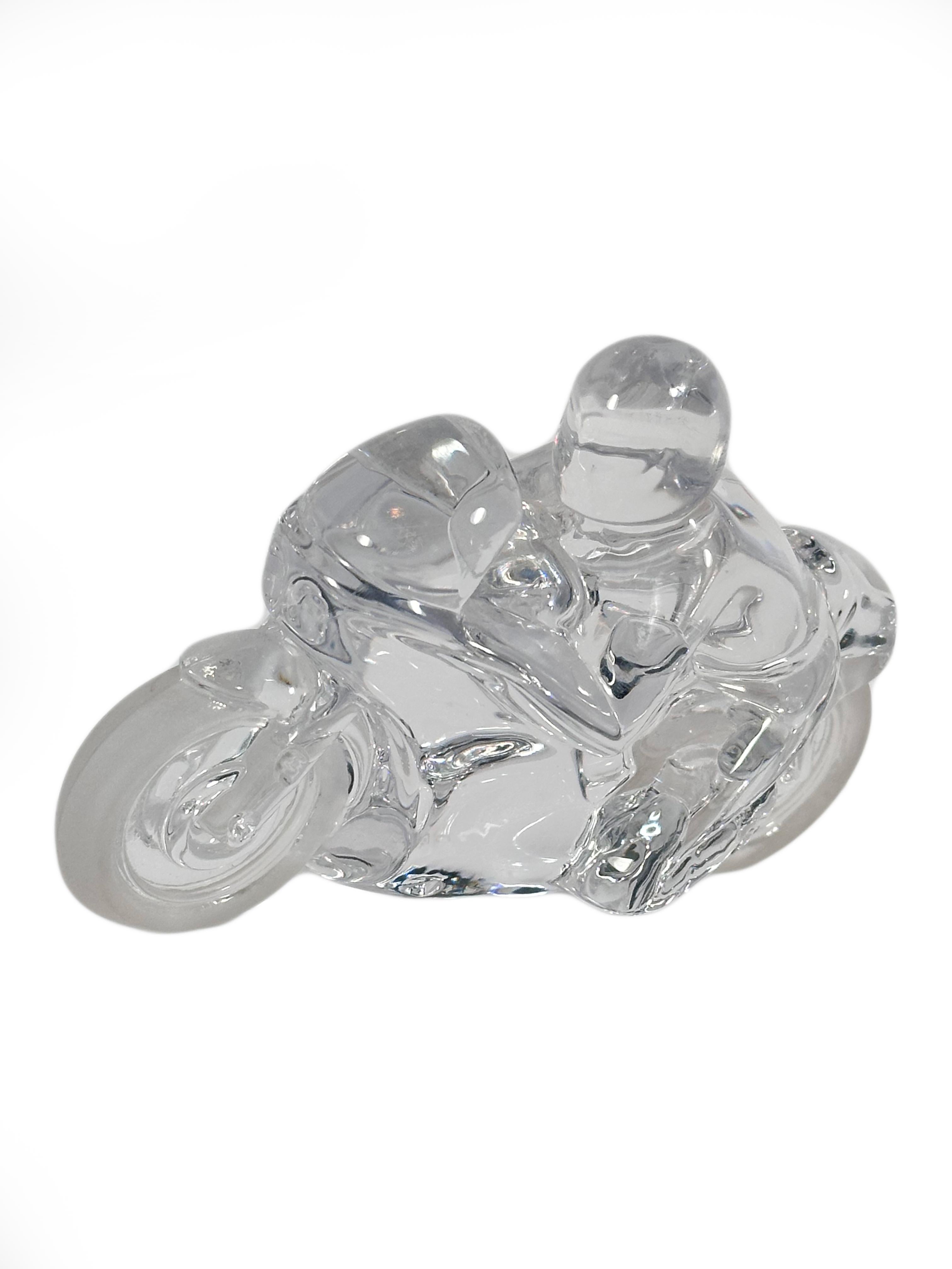 Motorradskulptur „The Circuit“ aus Kristall-Kunstglas des späten 20. Jahrhunderts von Daum (Französisch) im Angebot