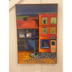 Late 20th Century "The Corner General Store" Original Modern Acrylic Painting of