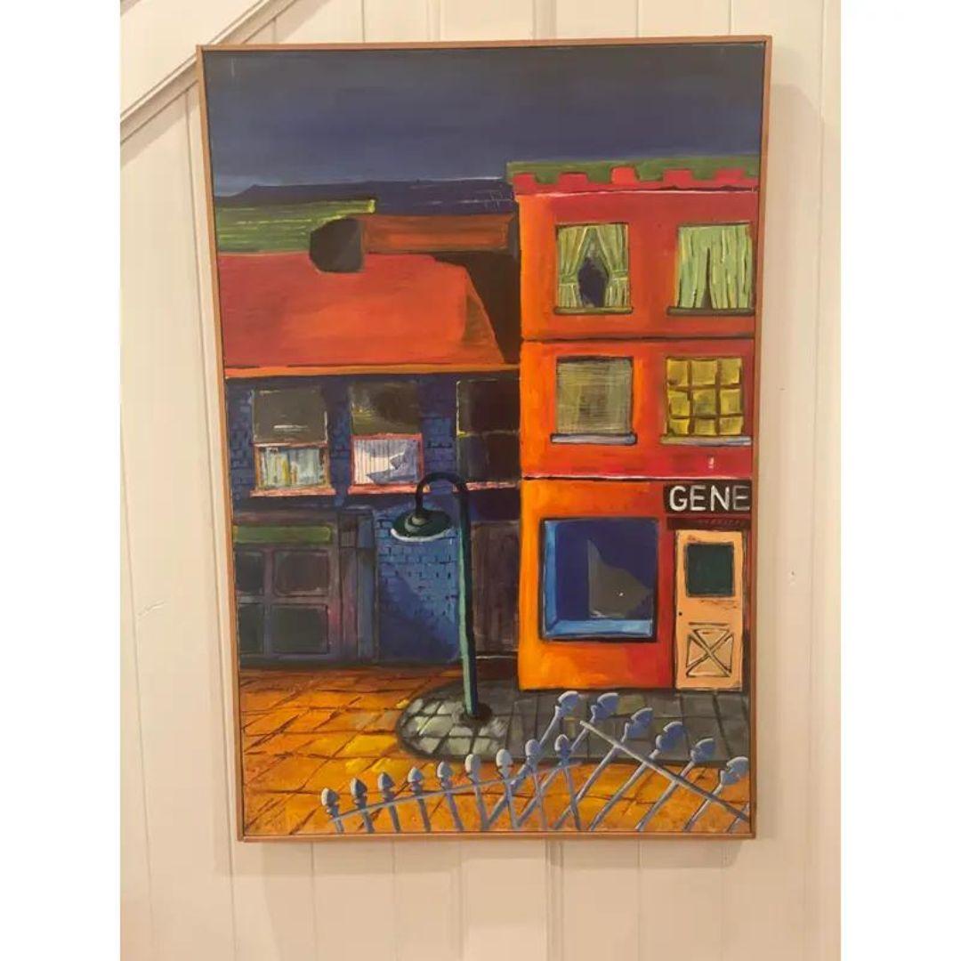 Industriel « The Corner General Store », peinture acrylique moderne originale de la fin du 20e siècle en vente