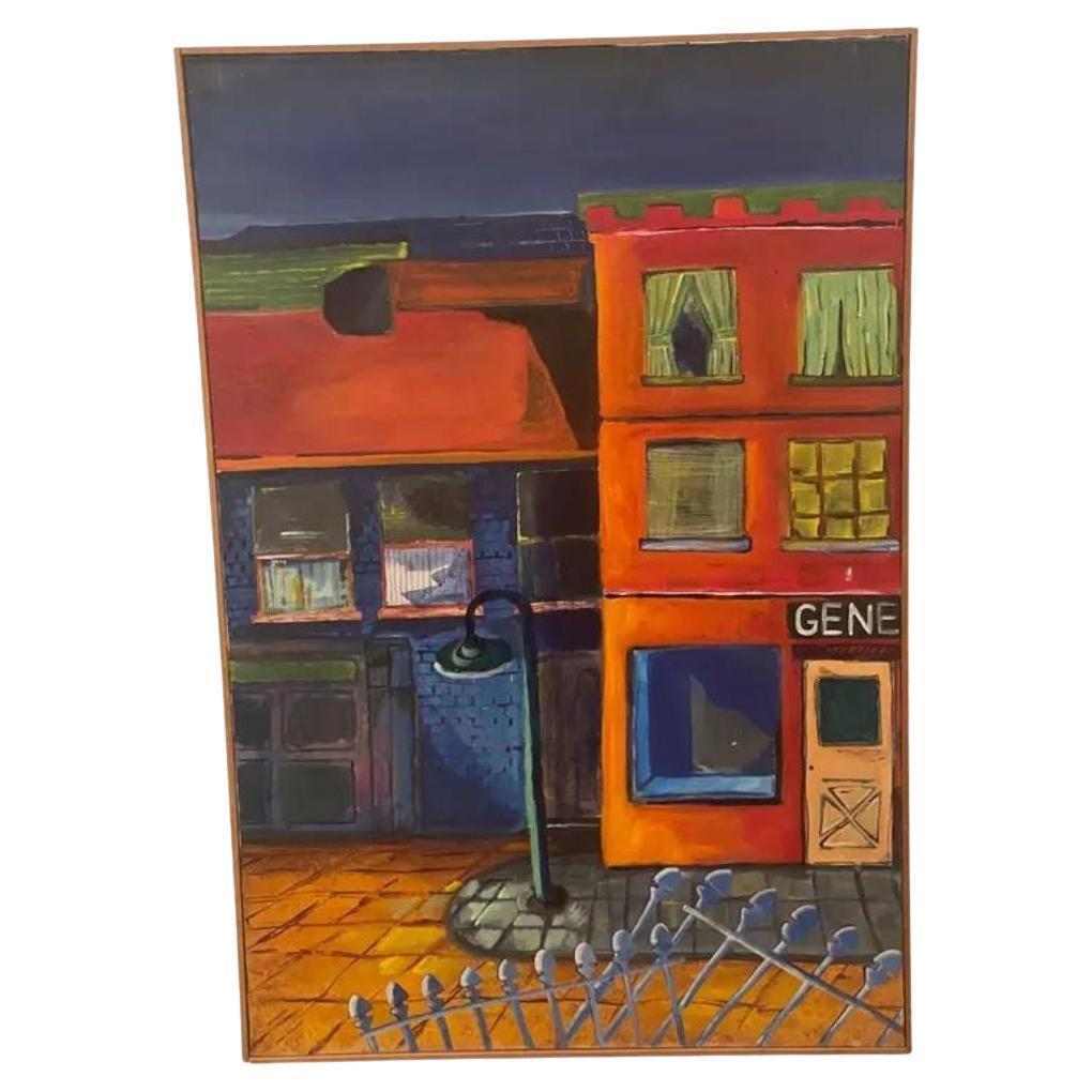 Late 20th Century "The Corner General Store" Original Modern Acrylic Painting of For Sale