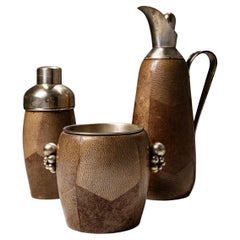 Vintage Late 20th Century Three-piece Bar Set by Aldo Tura, Italy