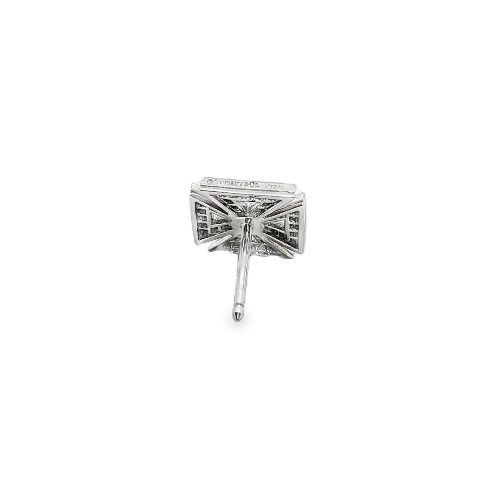 Women's Late 20th Century Tiffany & Co Maltese Cross Diamond Platinum Stud Earrings For Sale