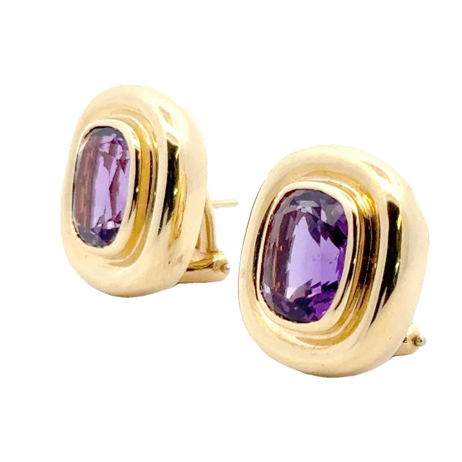 Modern Late-20th Century Tiffany & Co. Paloma Picasso Amethyst 18KYG Earclip Earrings
