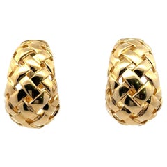 Late 20th Century Tiffany & Co. Vannerie Basket Weave Half Hoop Earclip Earrings