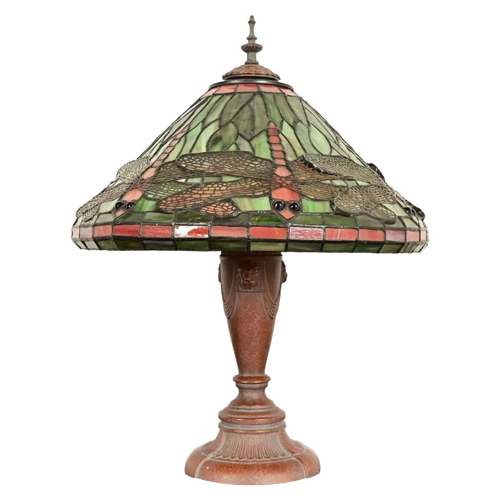 Ende des 20. Jahrhunderts Tiffany Studios Stil Arts & Crafts Tischlampe