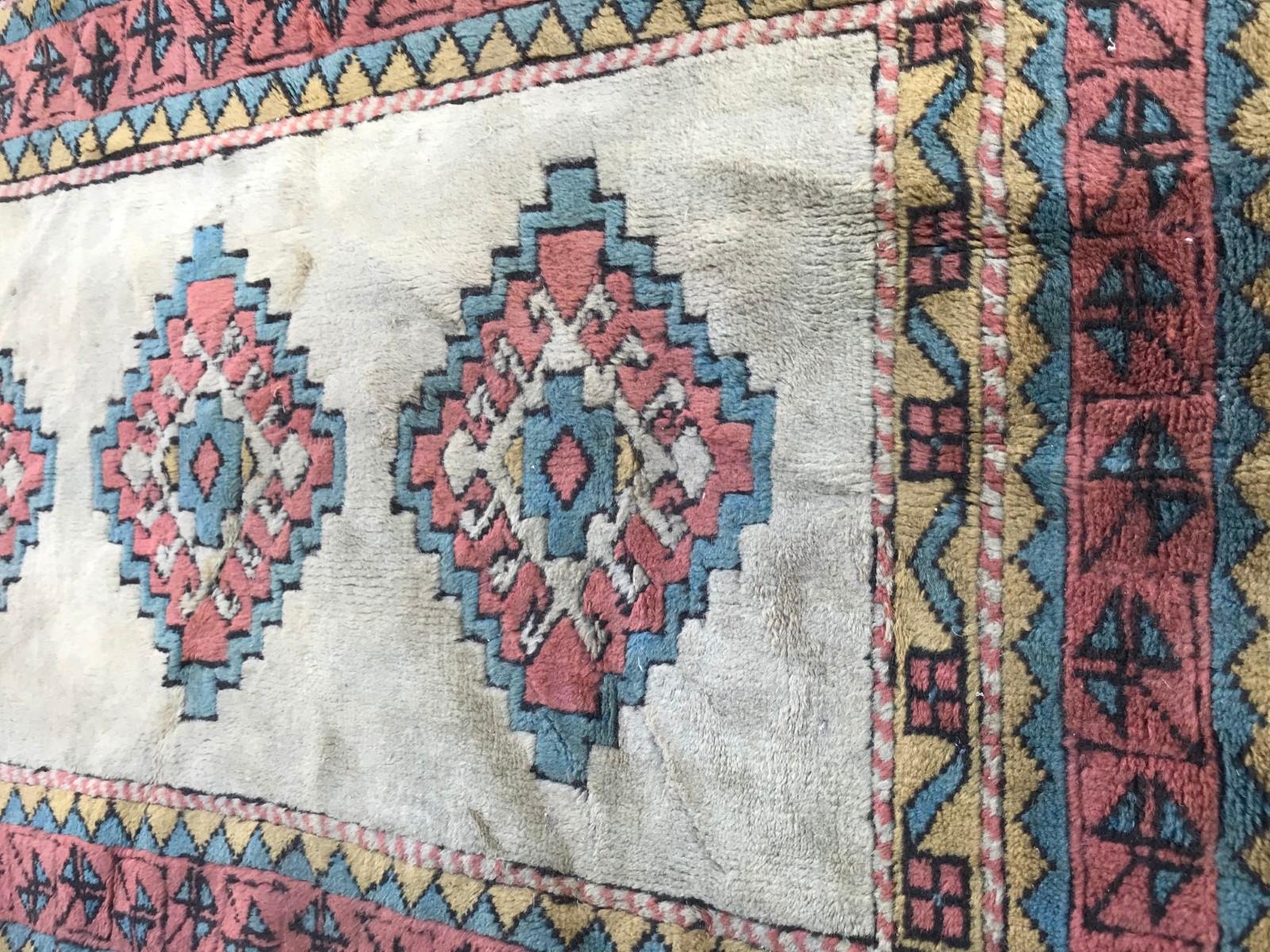Beautiful little Turkish rug from Kars, wool velvet on wool foundation.