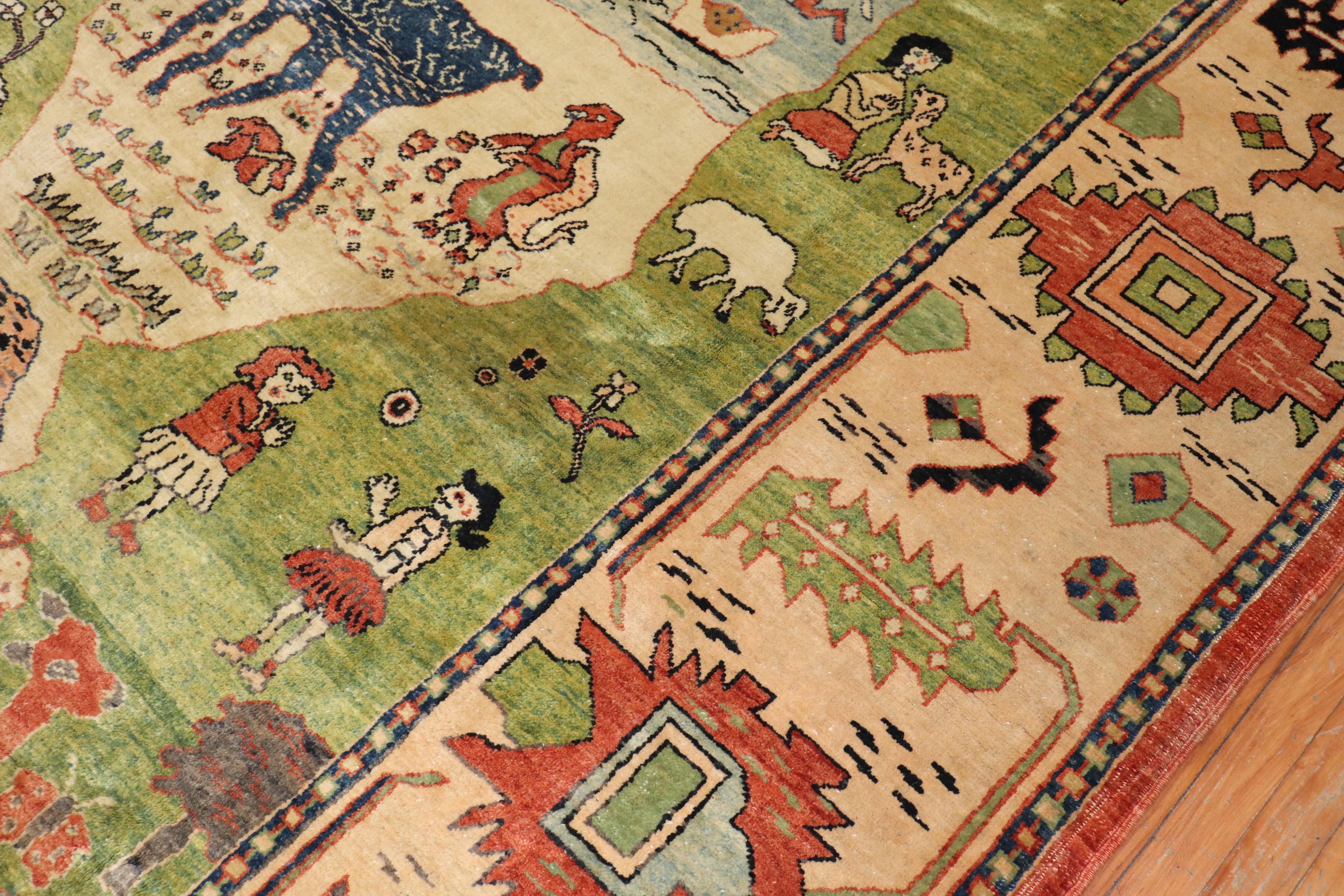 Late 20th Century Turkish Scenery Pictorial Conversational Rug 3