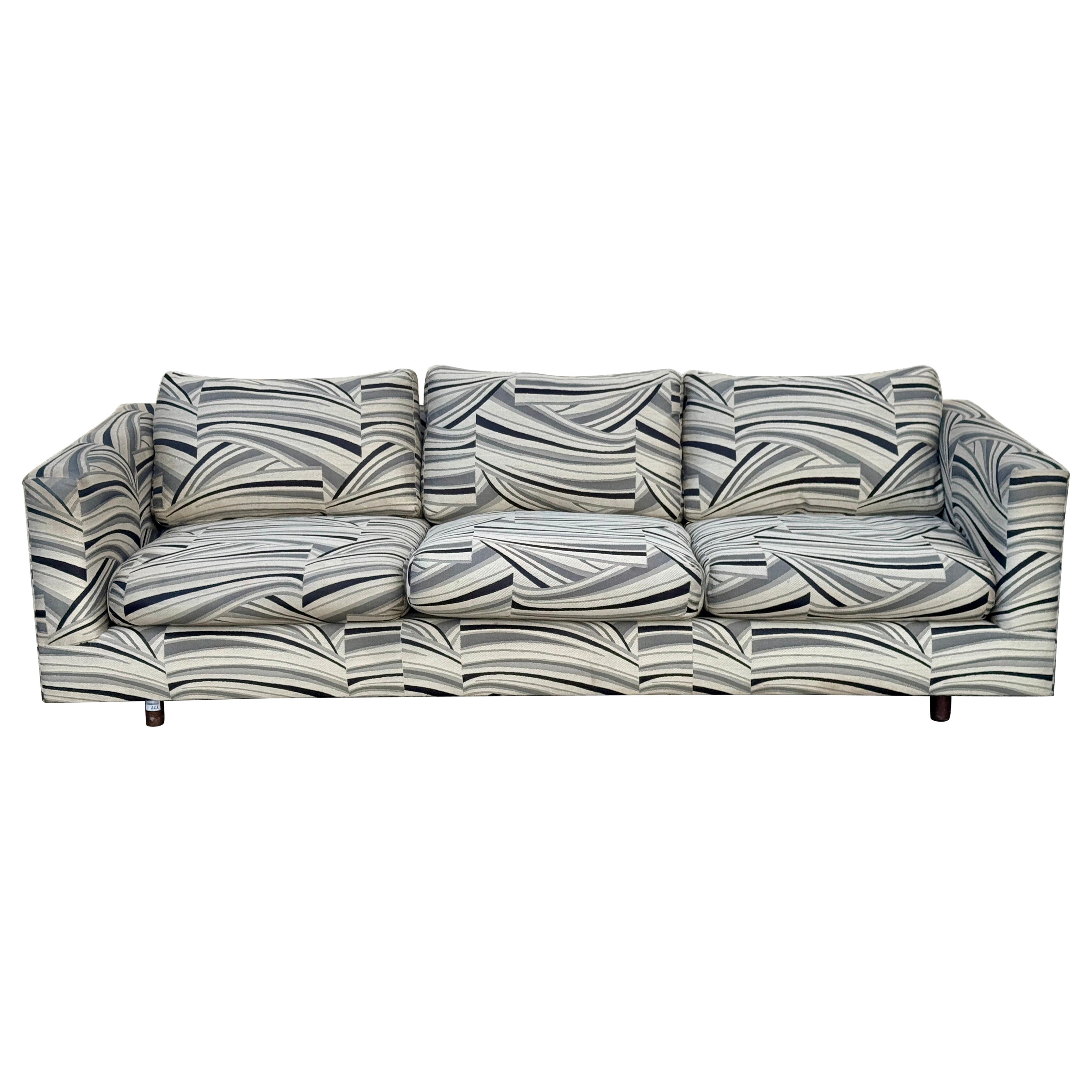 Late 20th-Century Tuxedo Sofa With Abstract Upholstery For Sale